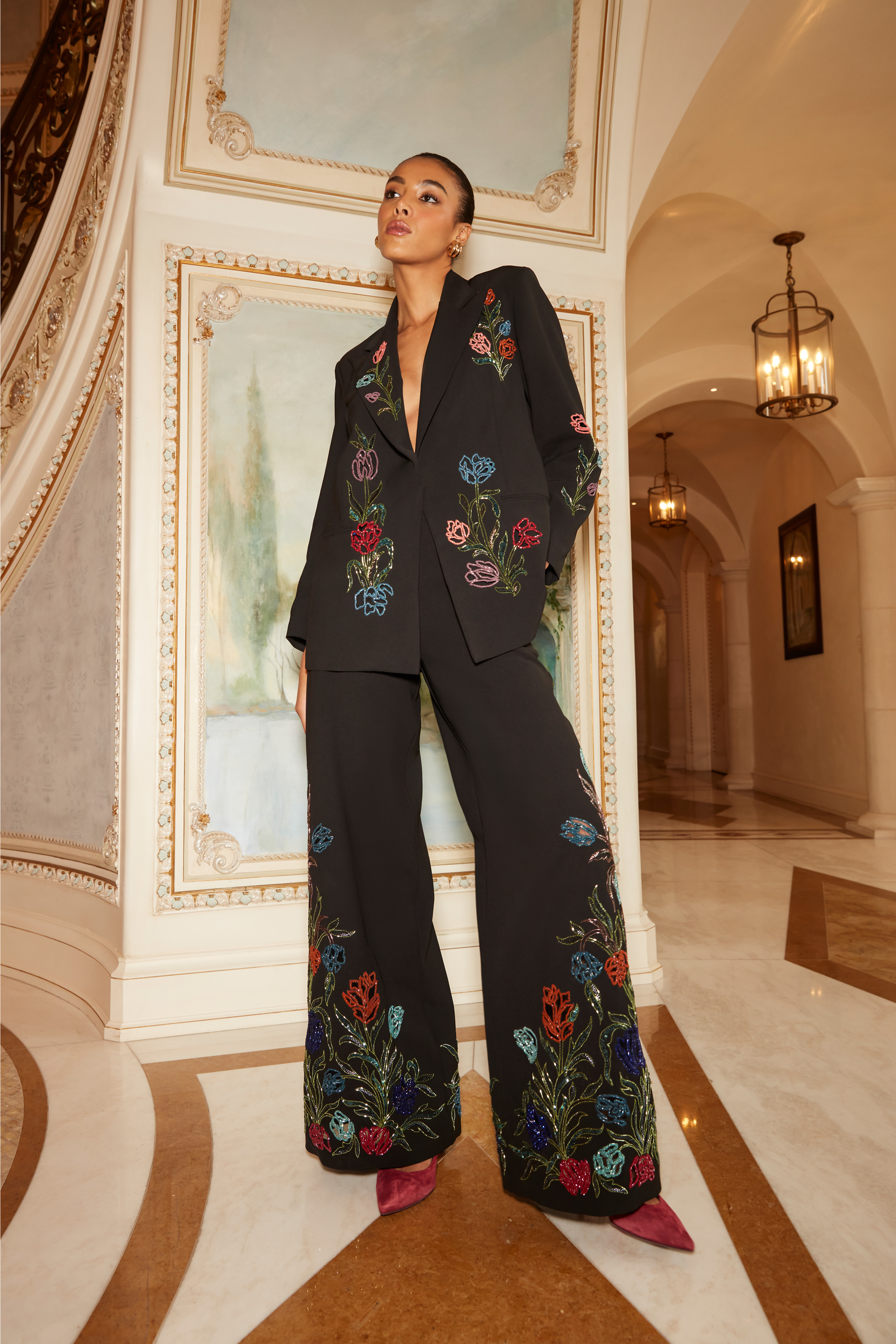 Celestia Noir Tulip Flared Pants