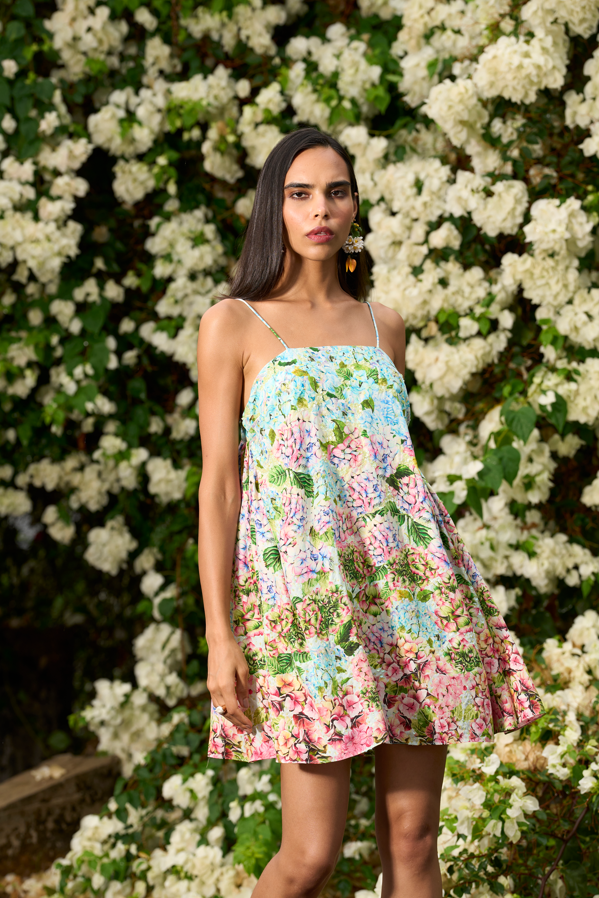 Petal Breeze Hydrengea Mini Dress