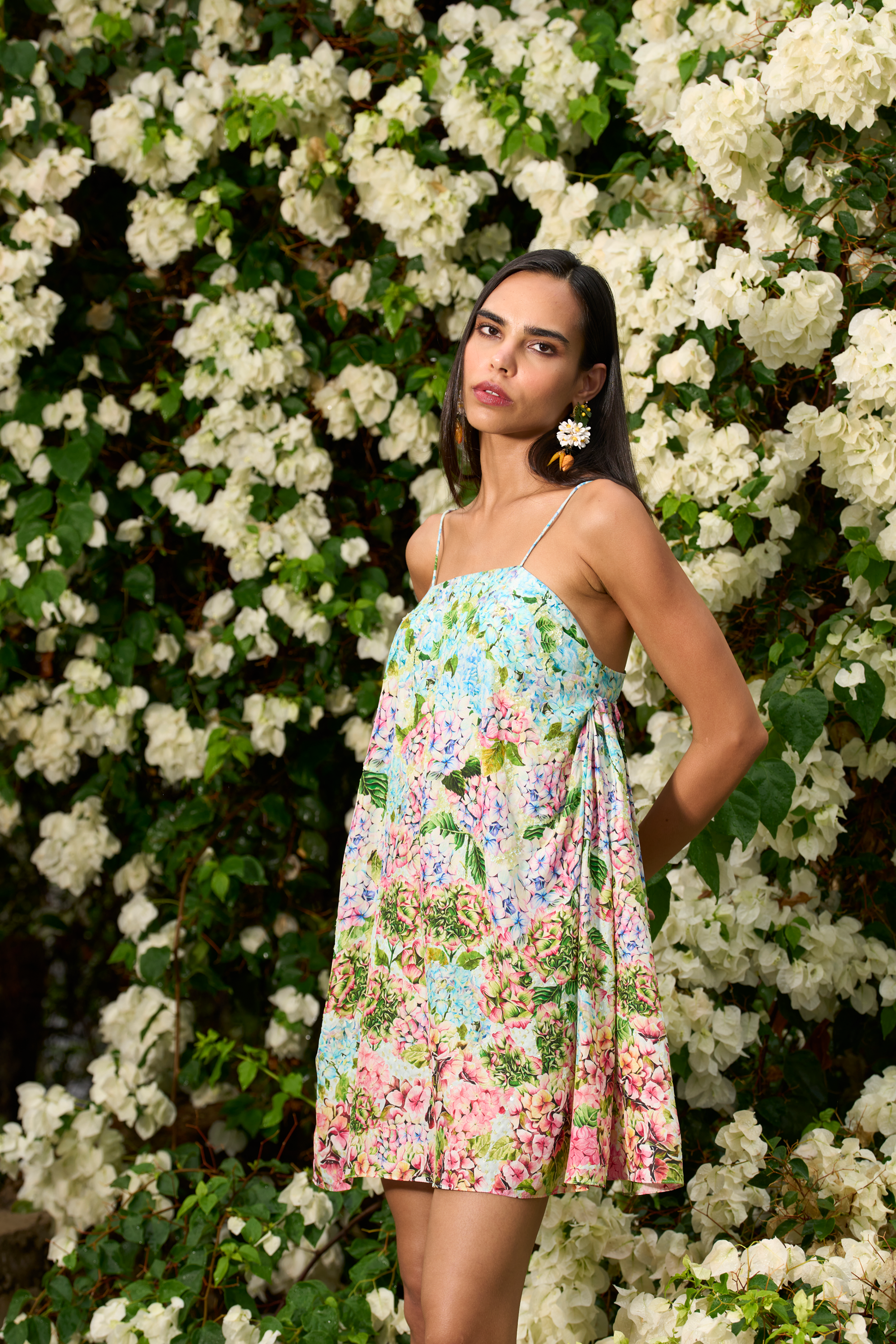 Petal Breeze Hydrengea Mini Dress