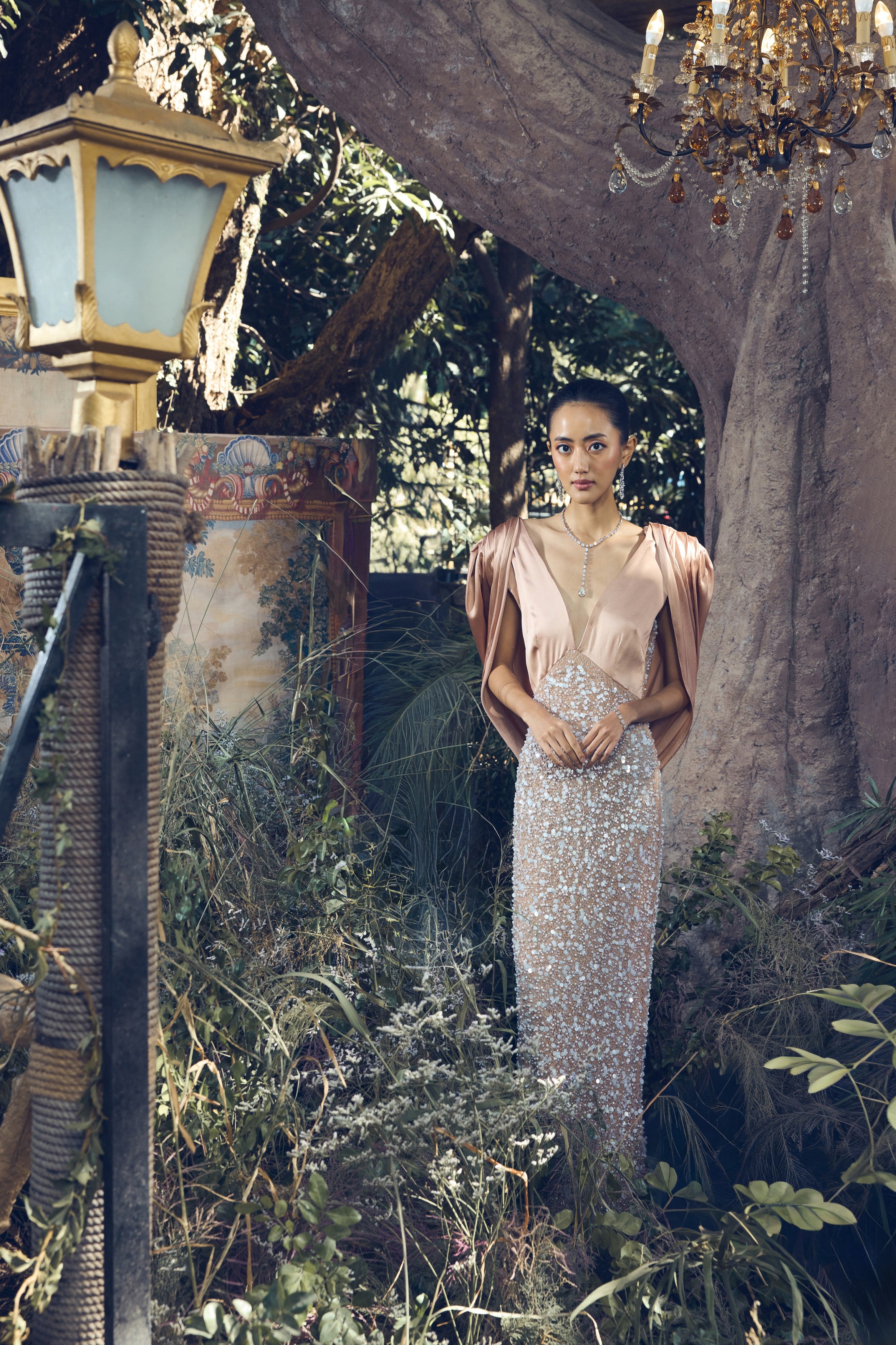 Genevieve Nude Lace Gown