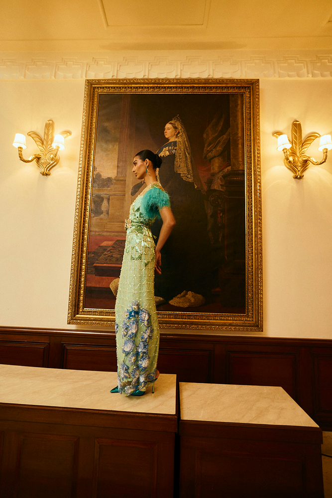 After-party dress with a fitted silhouette, crafted as a luxury wear option for evening events