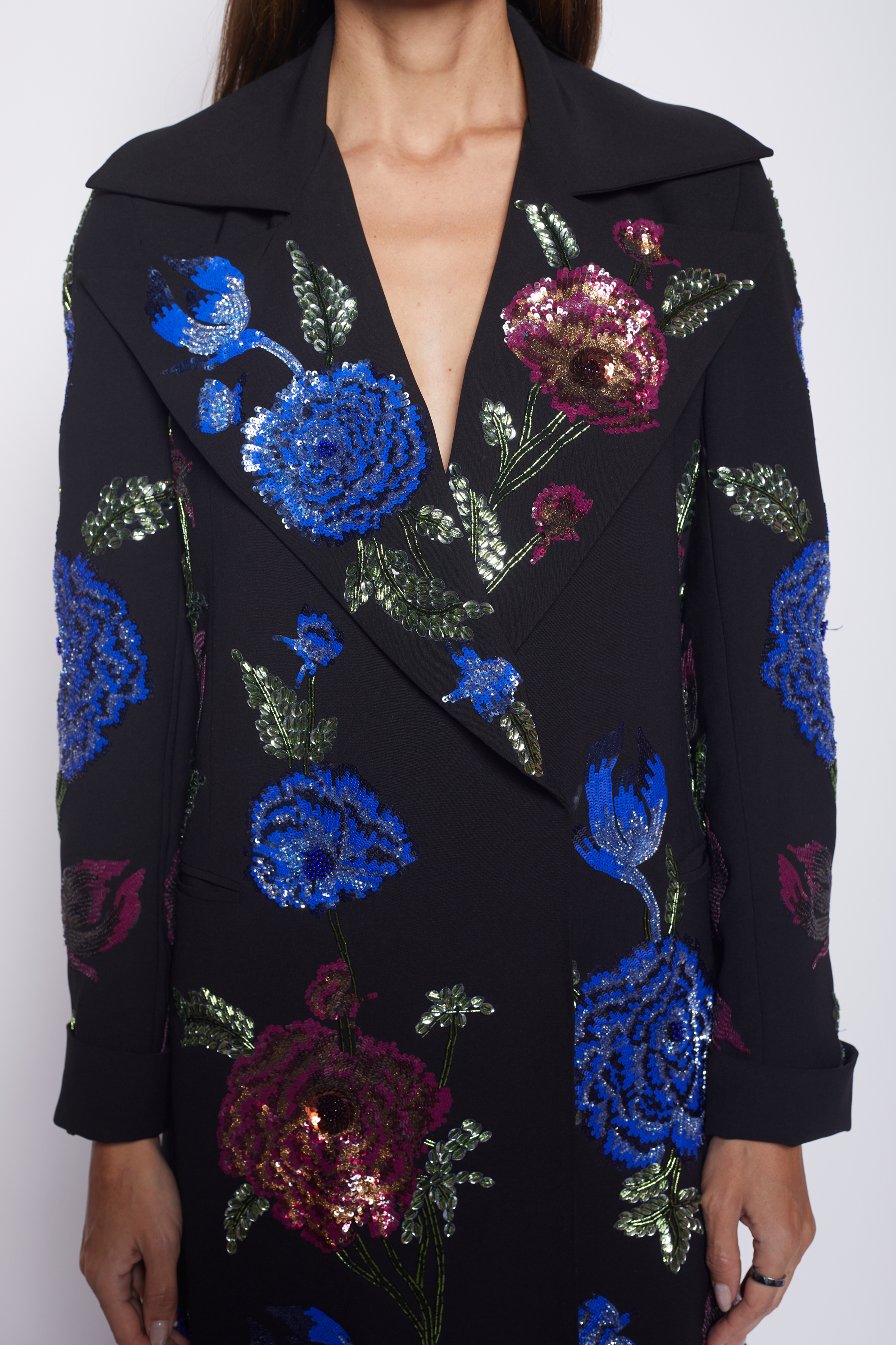Gloria Noir Floral Emb. Jacket