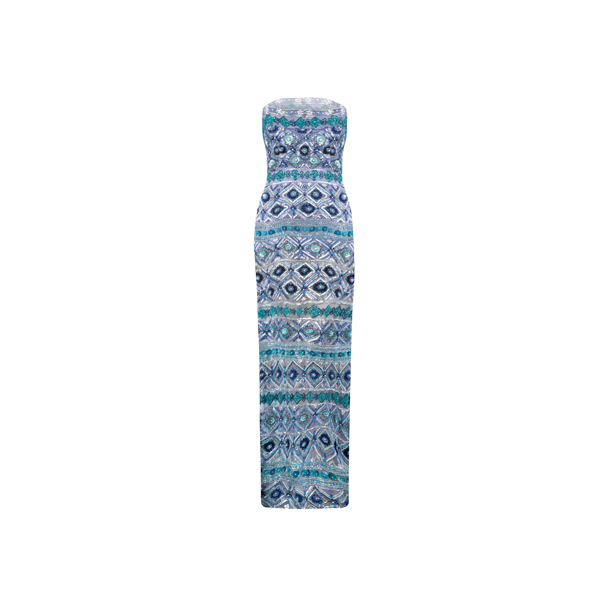 Marina Blue Embroidered Gown
