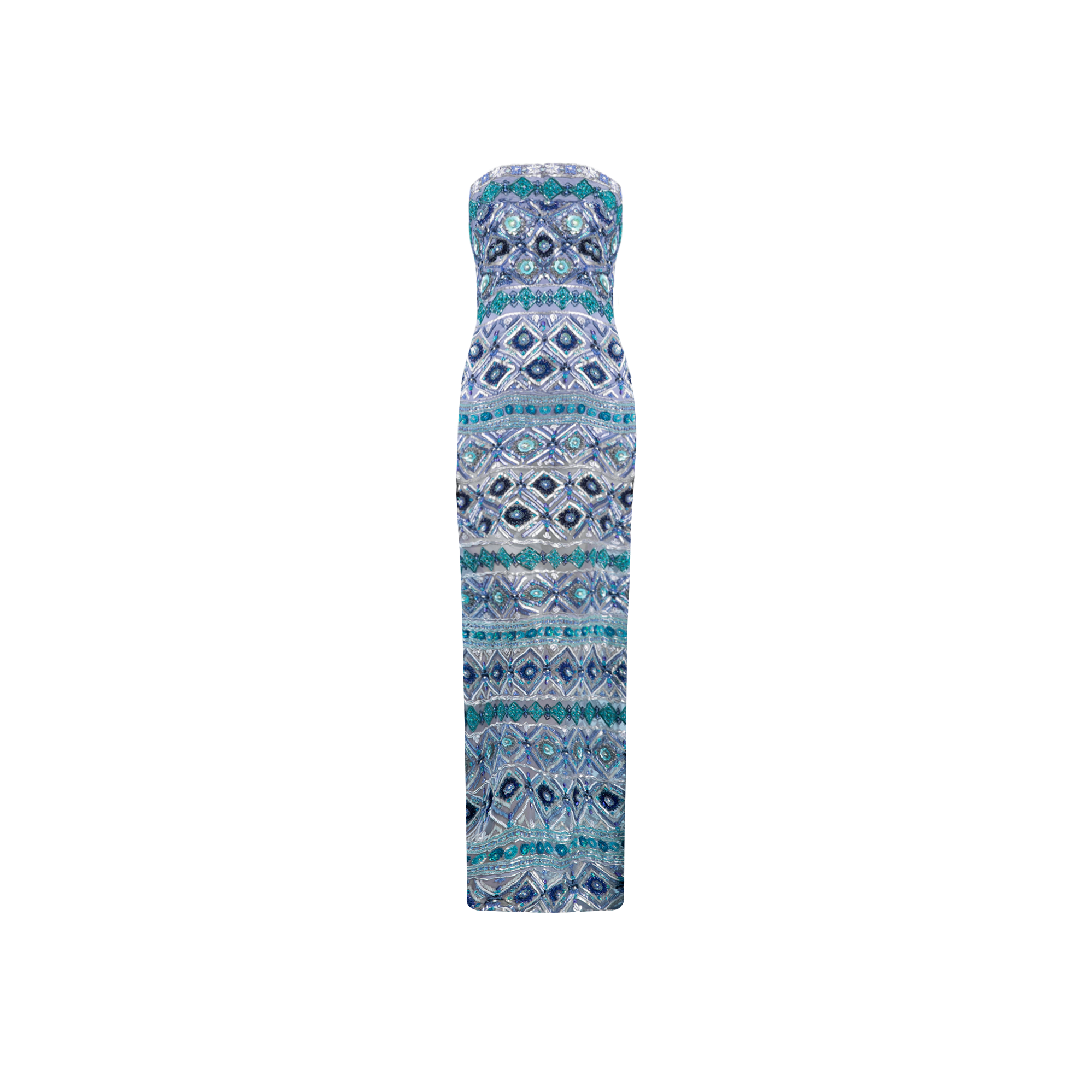 Marina Blue Embroidered Gown