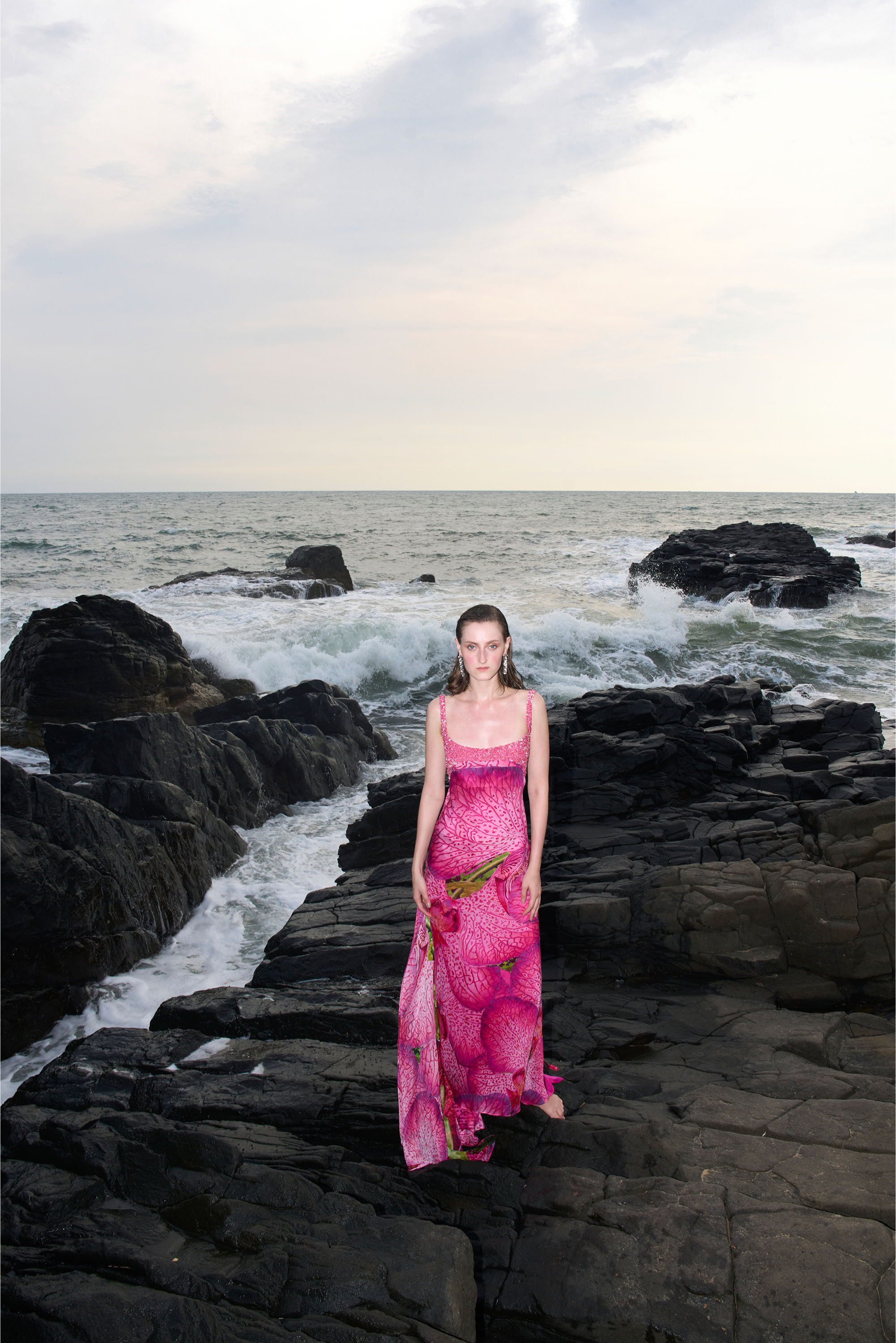 Orchid Pink Print Gown Printed / XL Orchid Pink Print Gown Printed / XL
