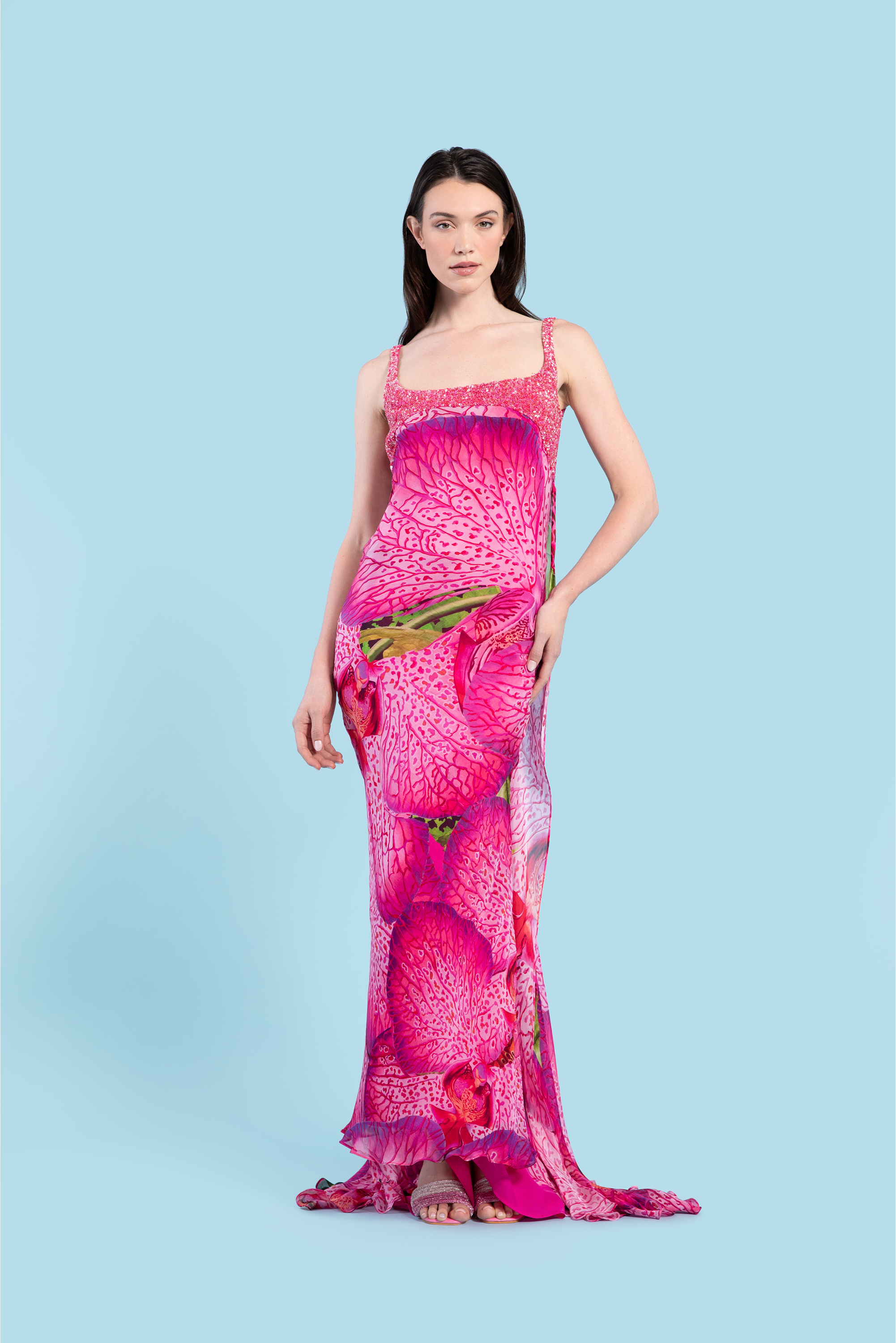 Orchid Pink Print Gown