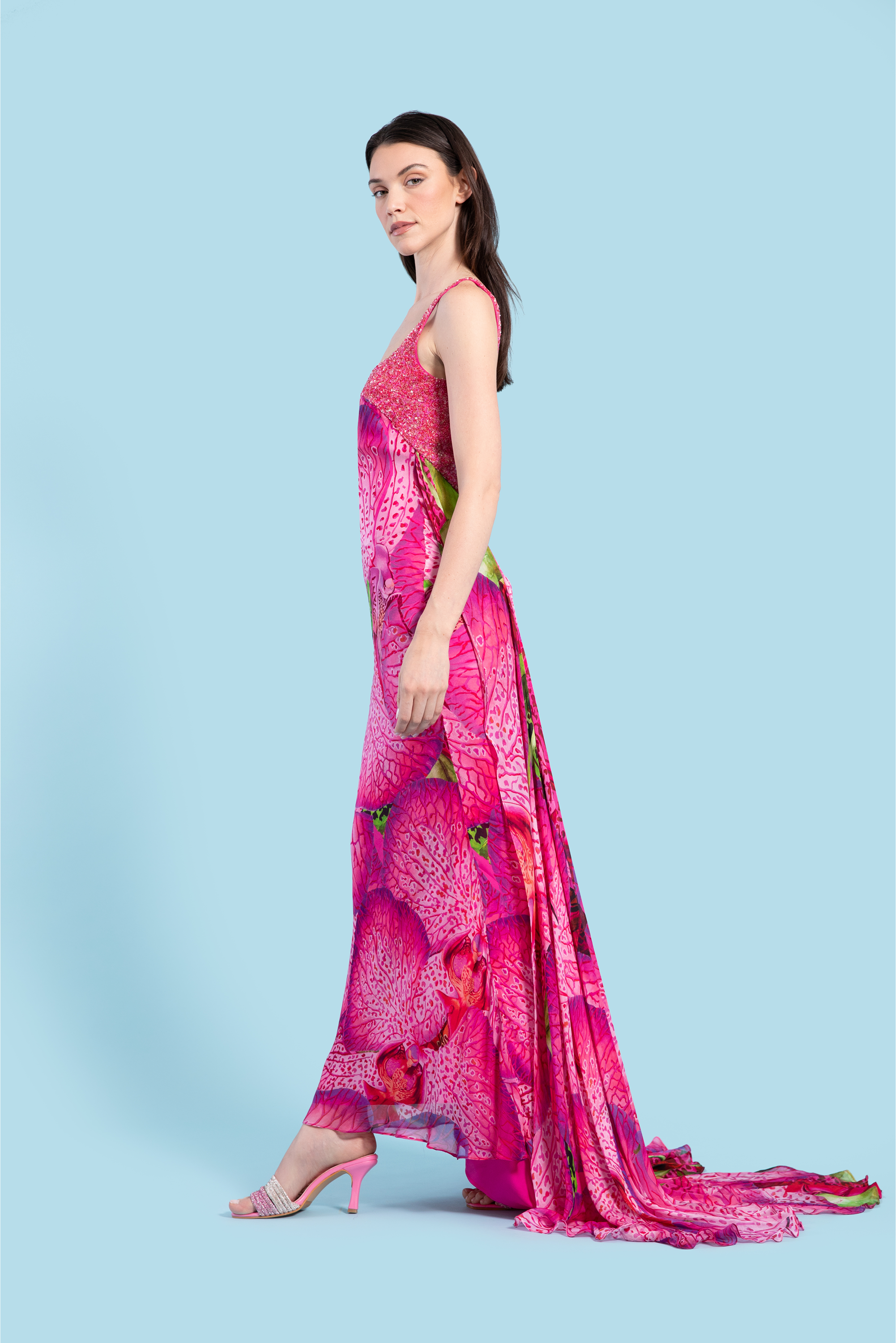 Orchid Pink Print Gown