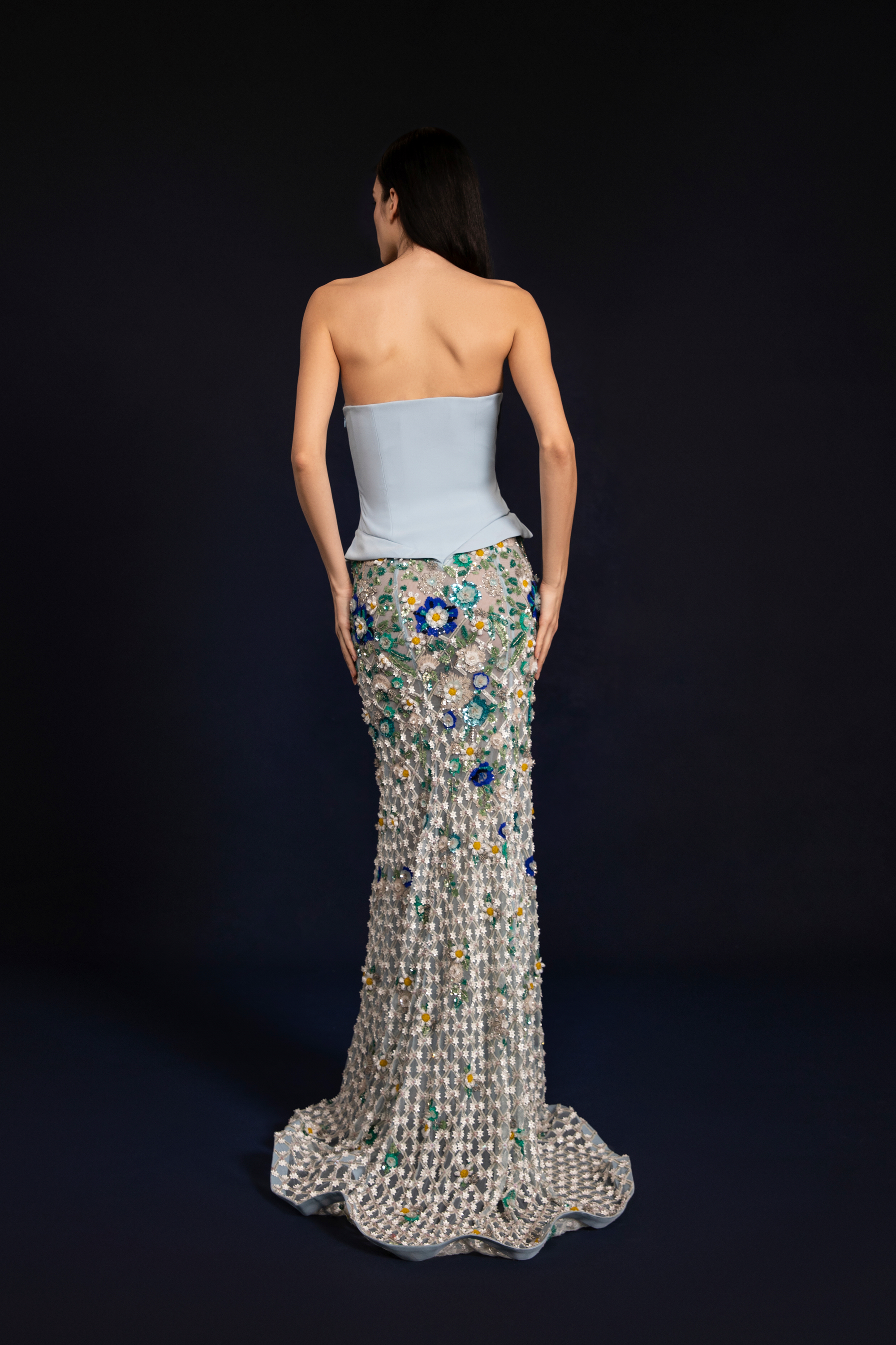 Crysta Periwinkle Emb. Gown