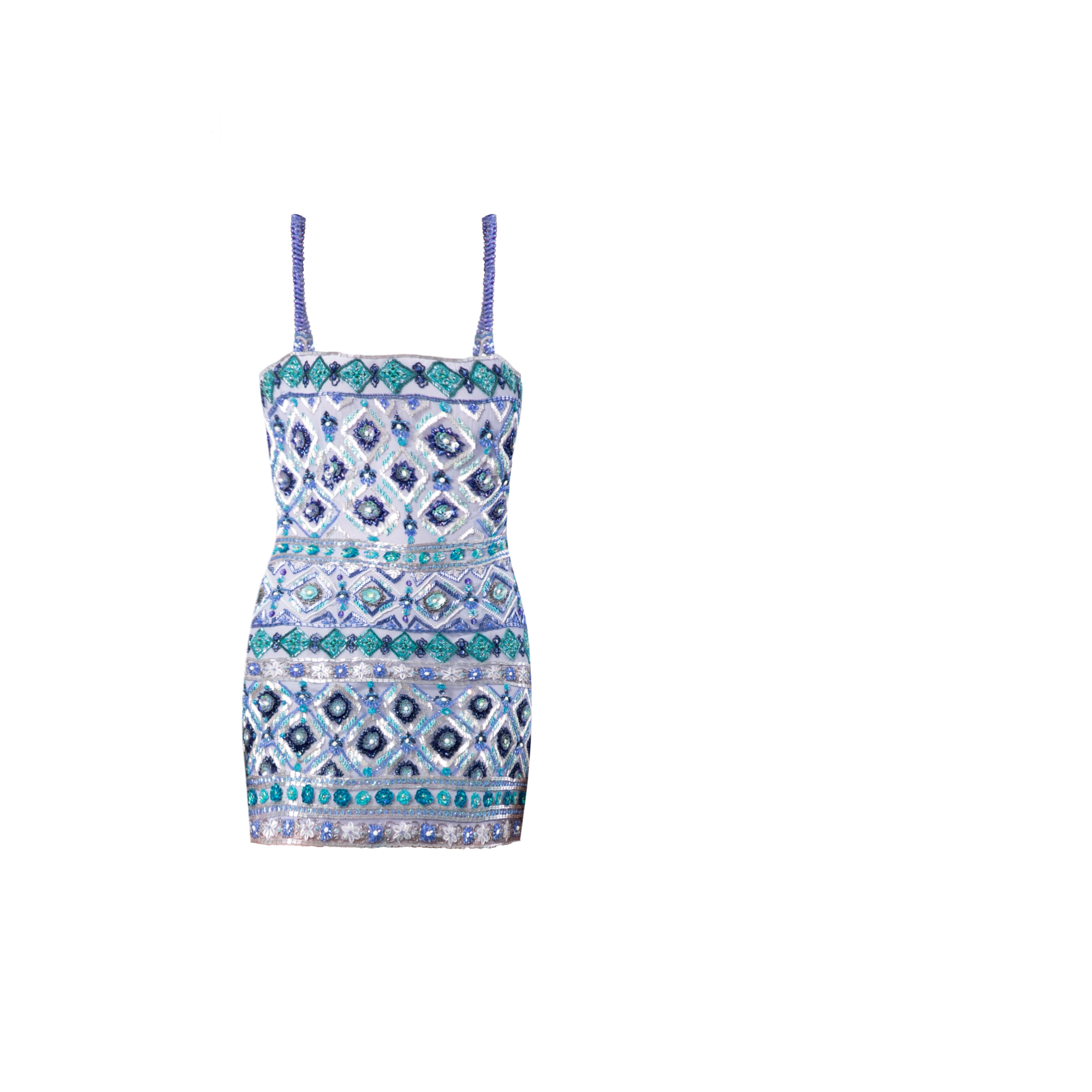Marina Blue Embroidered Mini Dress
