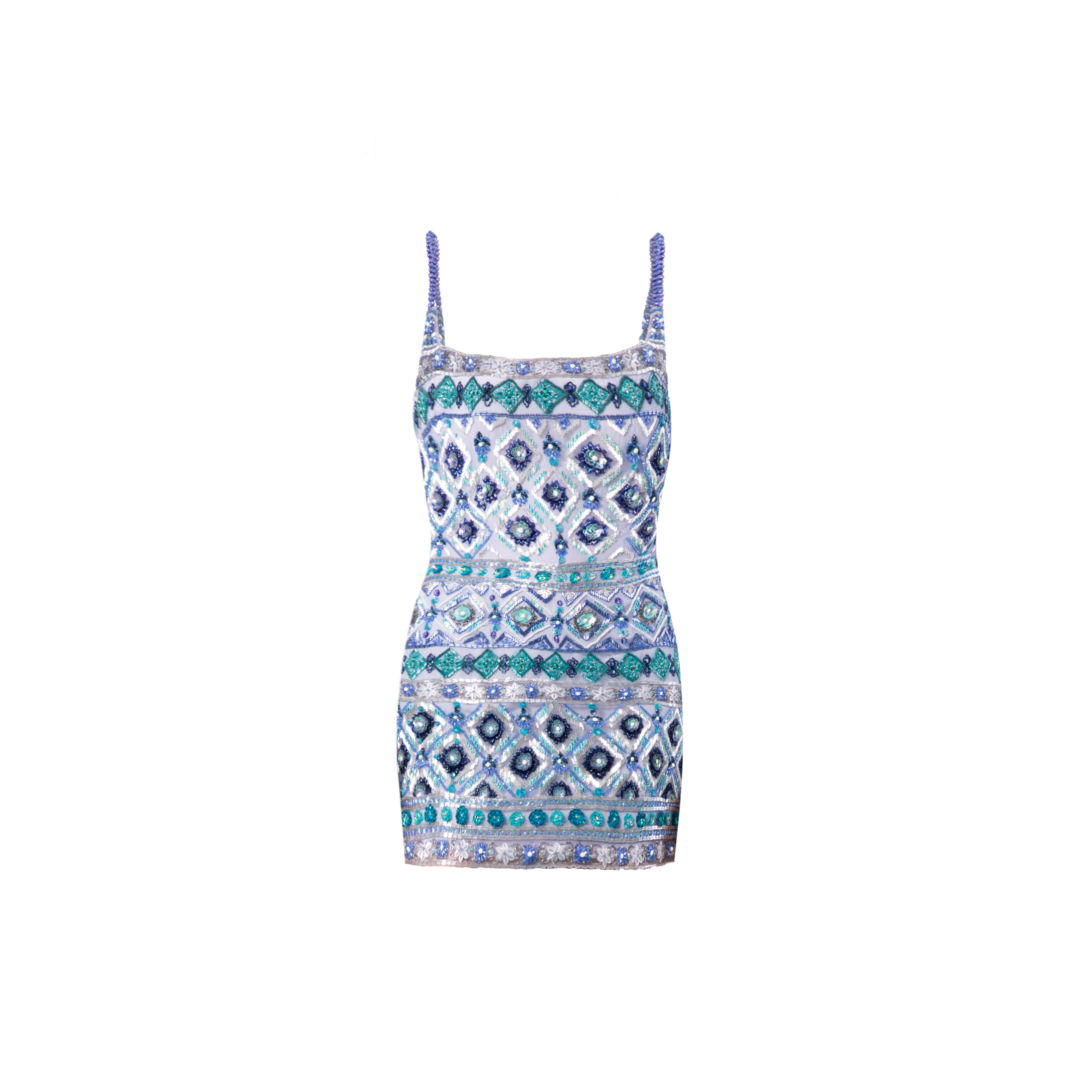Marina Blue Embroidered Mini Dress