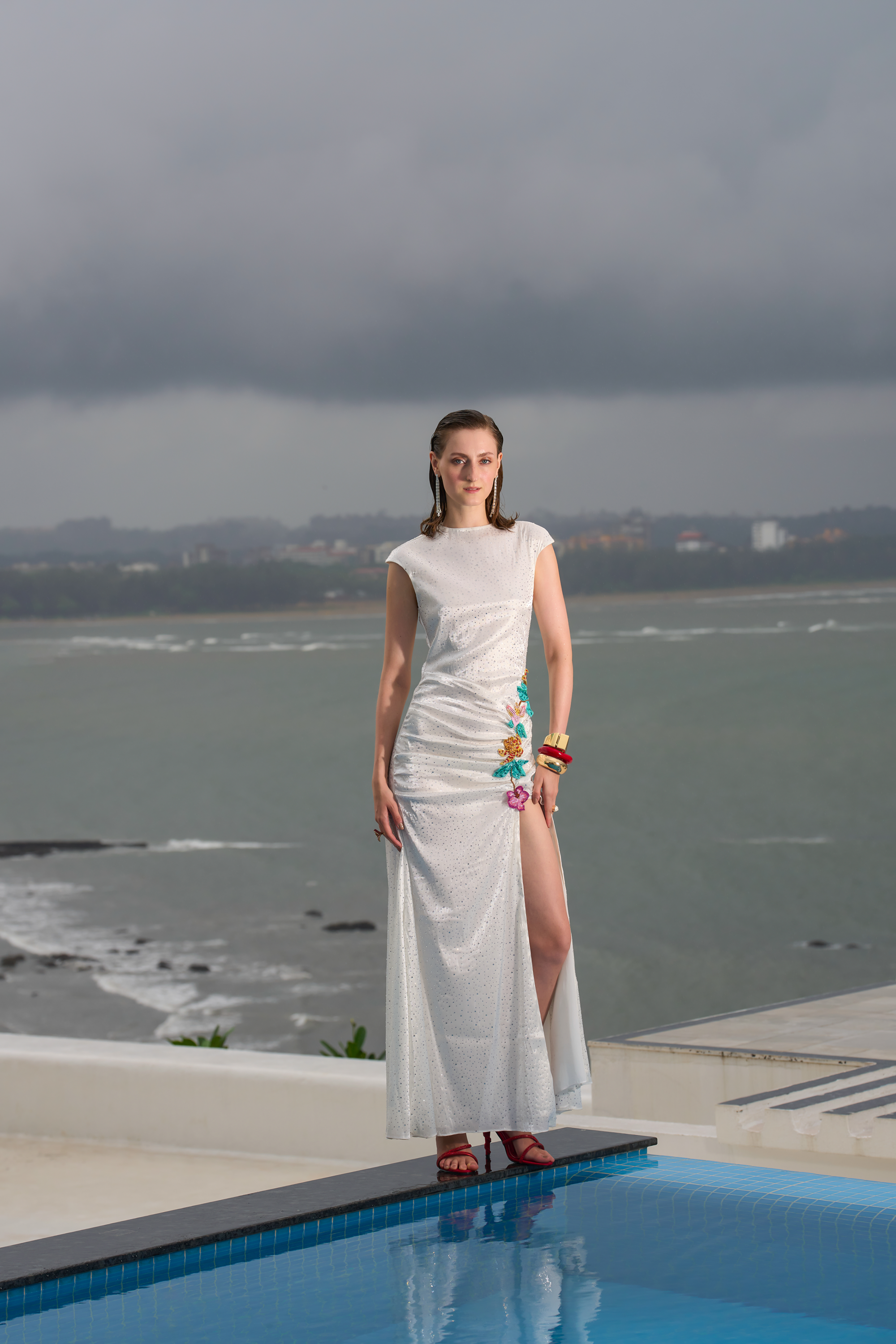 White Disty Polka Dress