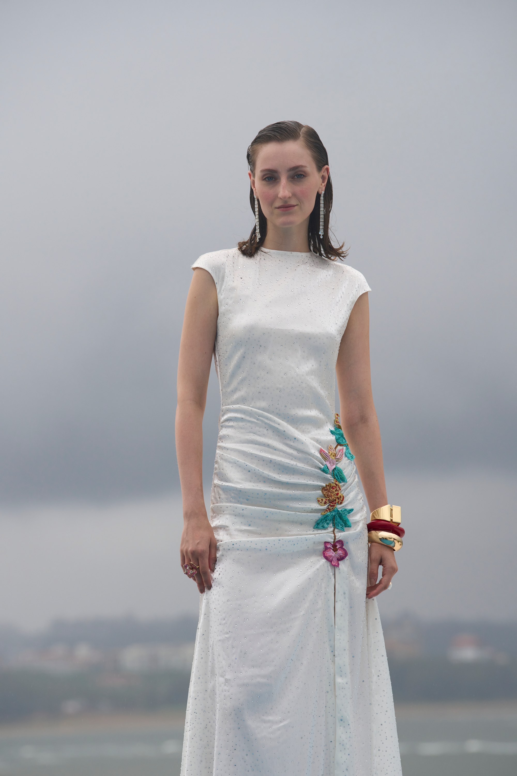White Disty Polka Dress