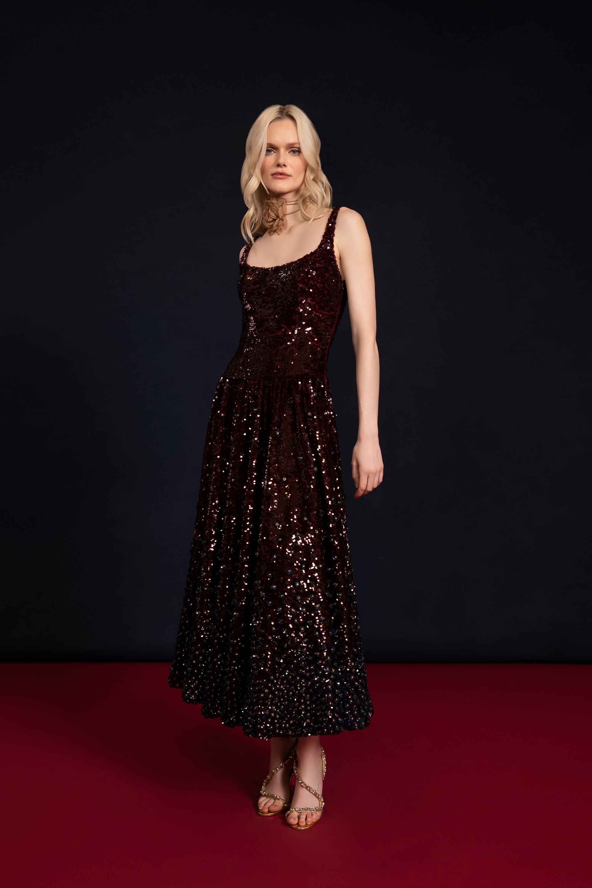 Camilla Maroon Sequins Dress