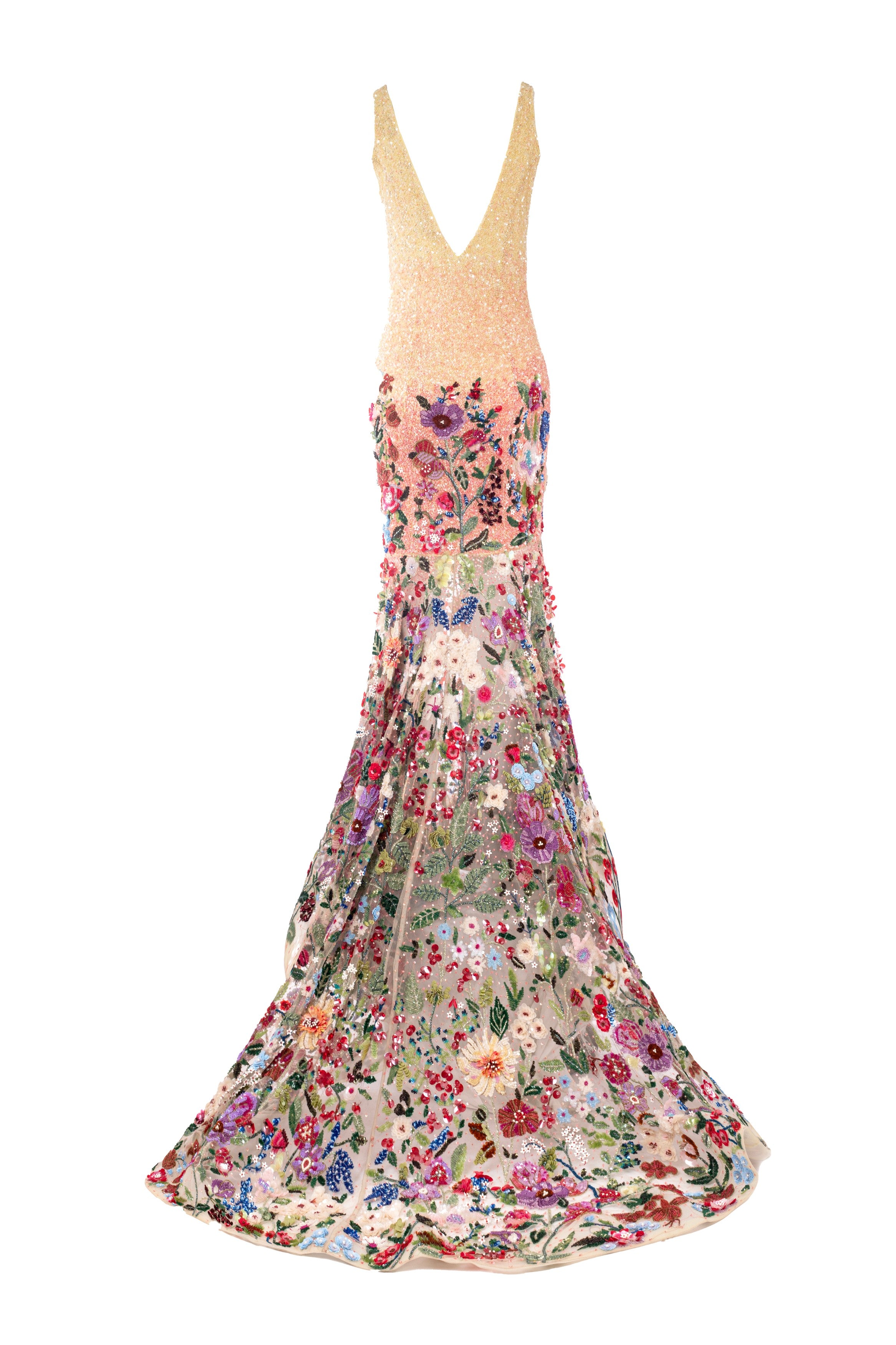 Botanical Symphony Embroidered Gown