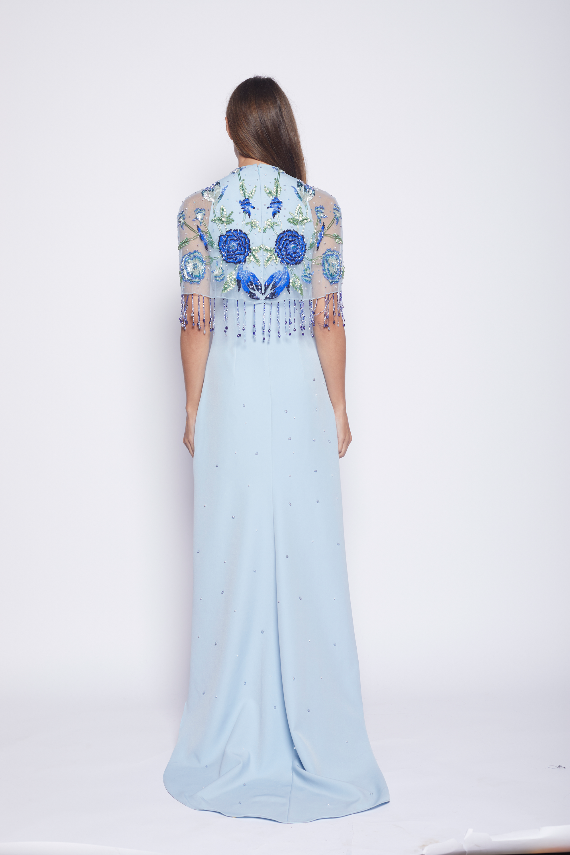 Juliana Periwinkle Cape Gown