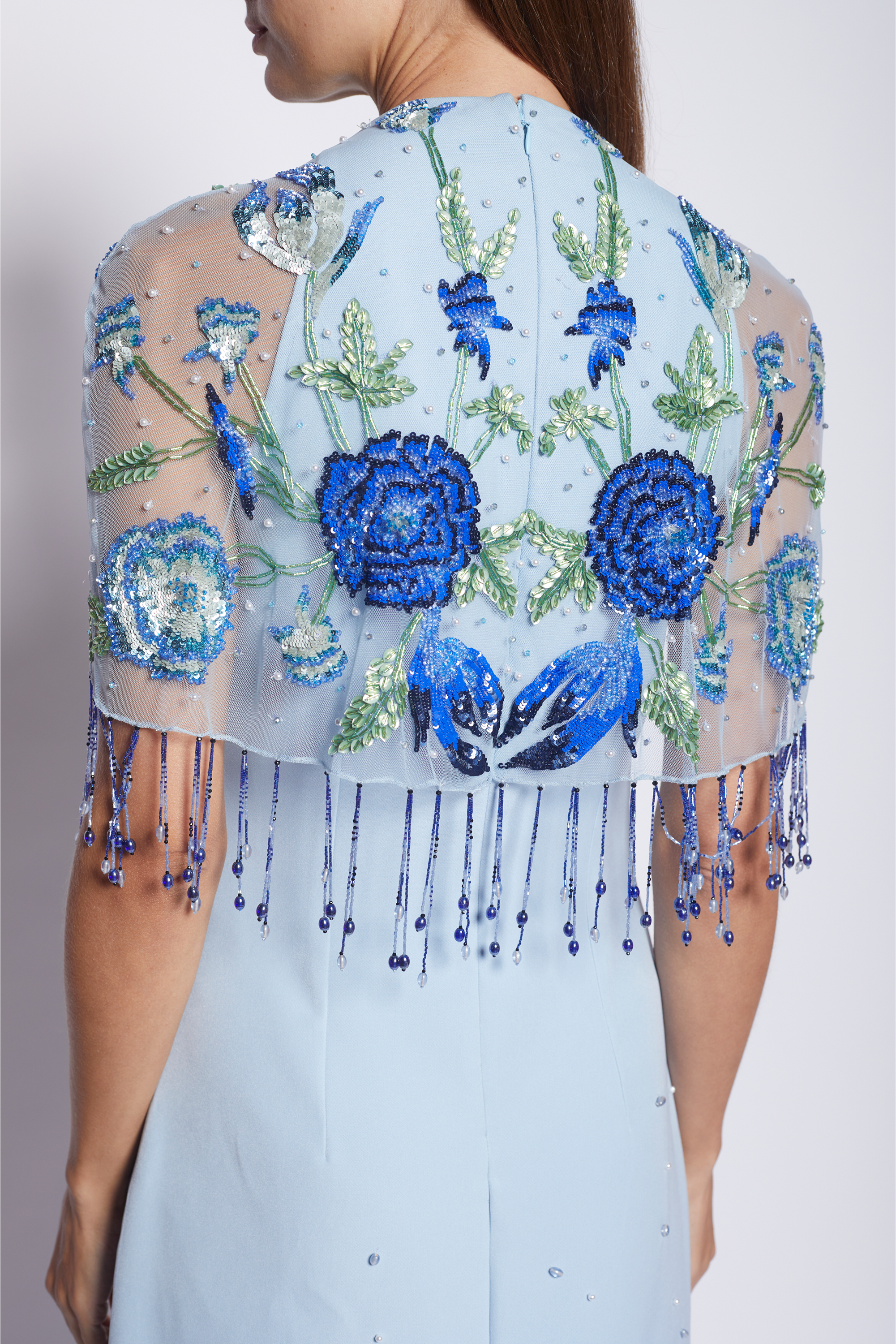 Juliana Periwinkle Cape Gown