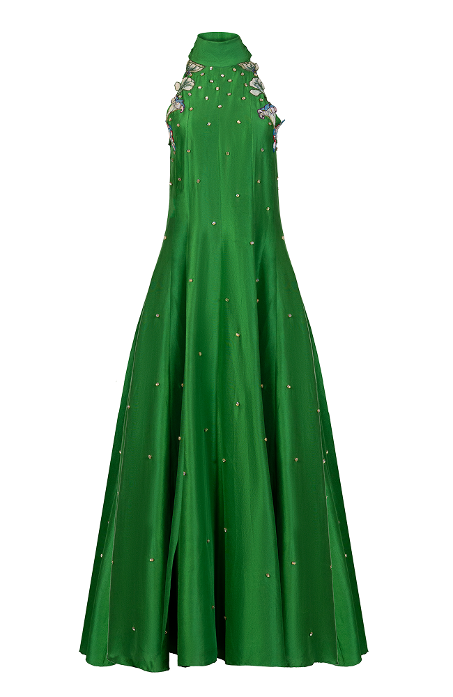 Engagement party gown featuring handcrafted embellishment detailing
