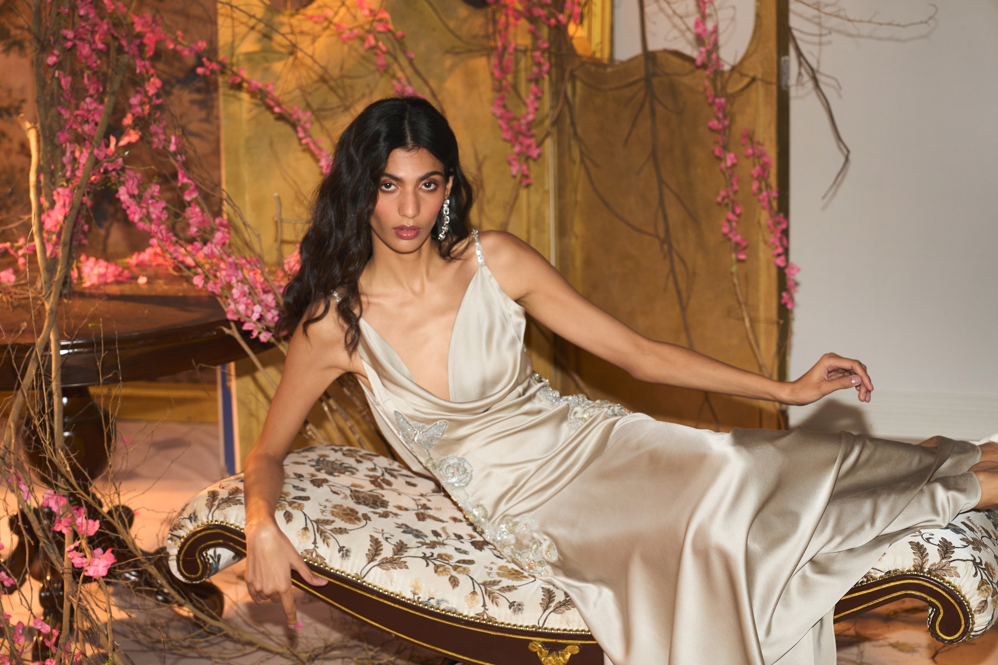 Champagne Mist Drape Dress