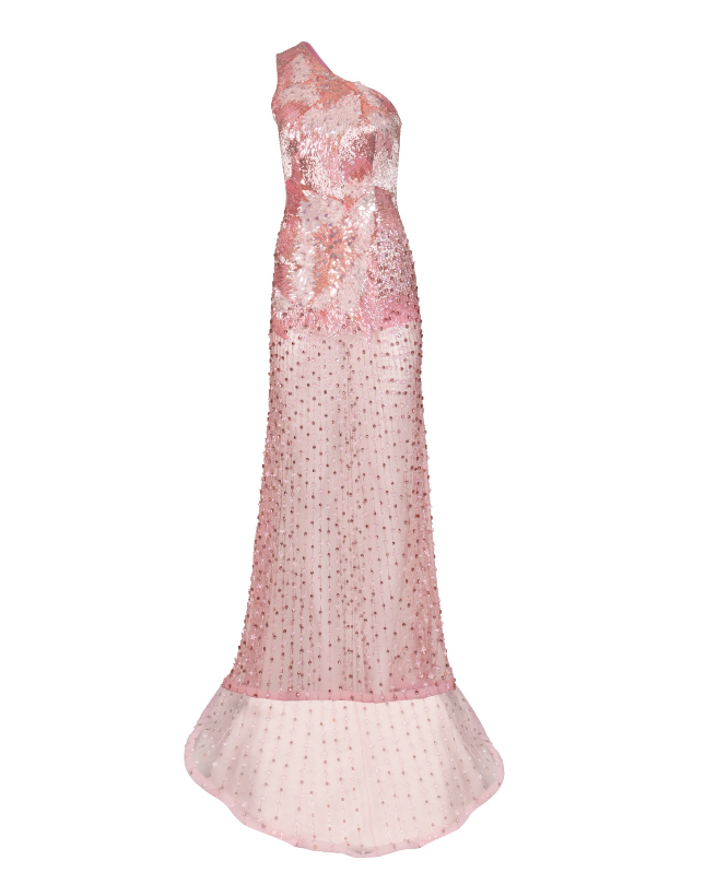 Frosted Pink Embroidered Gown