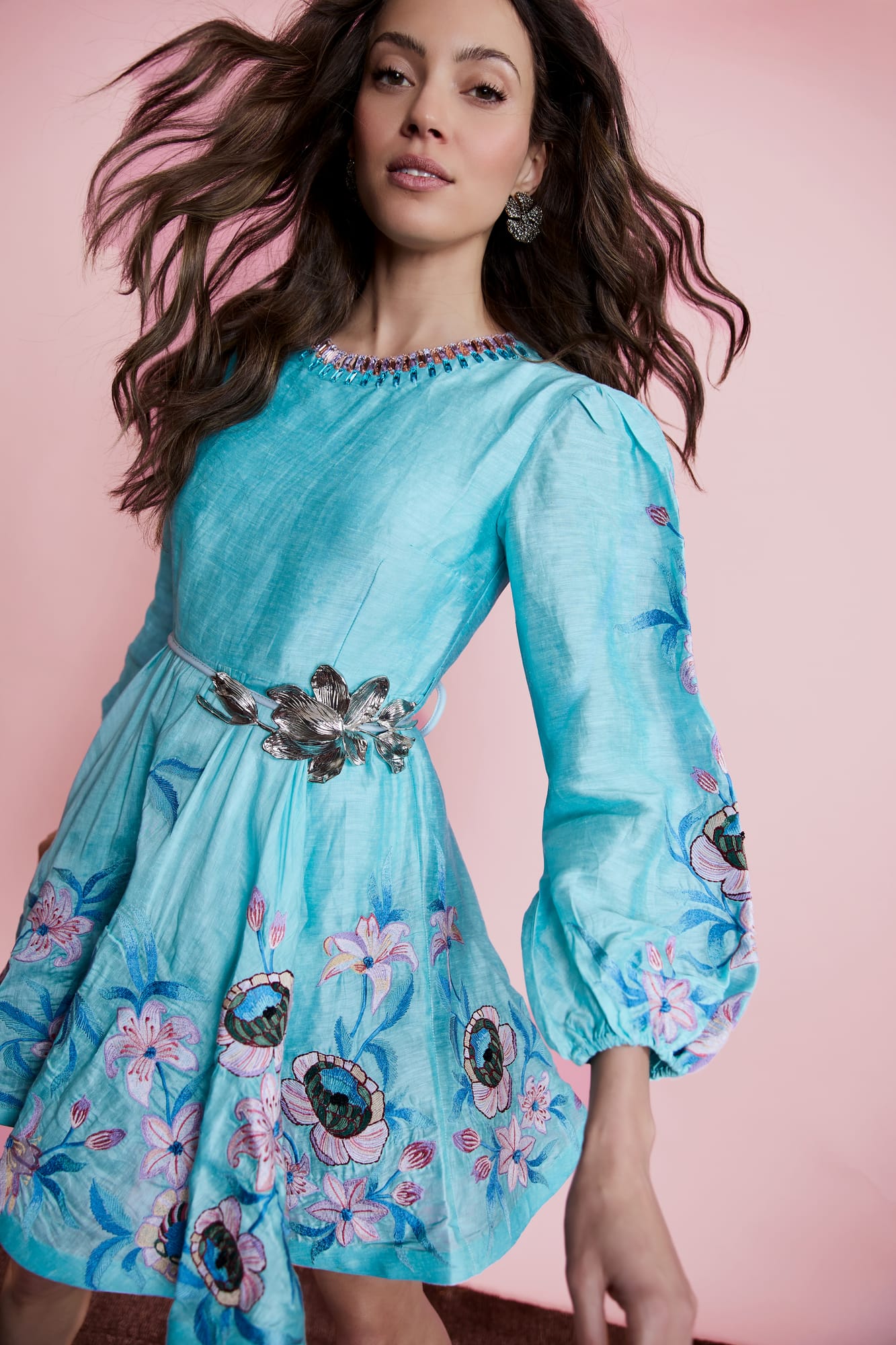 Designer summer cocktail dress in mini silhouette, hand-embroidered luxury wear for sophisticated celebration attire