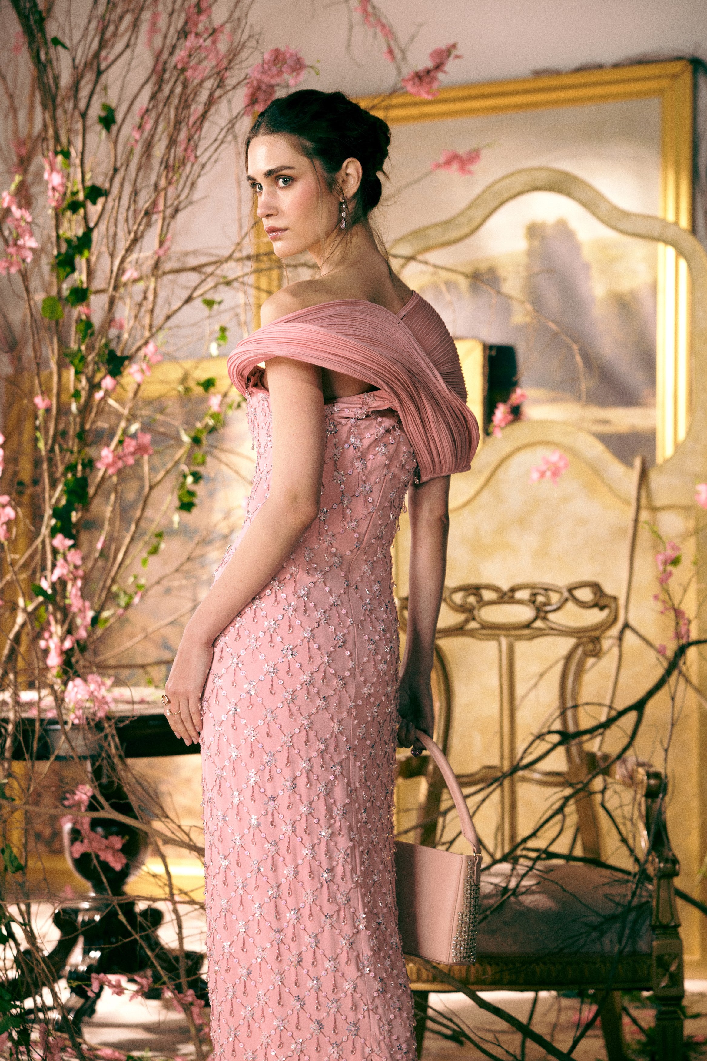 Submerged Coral Garden Draped Dress