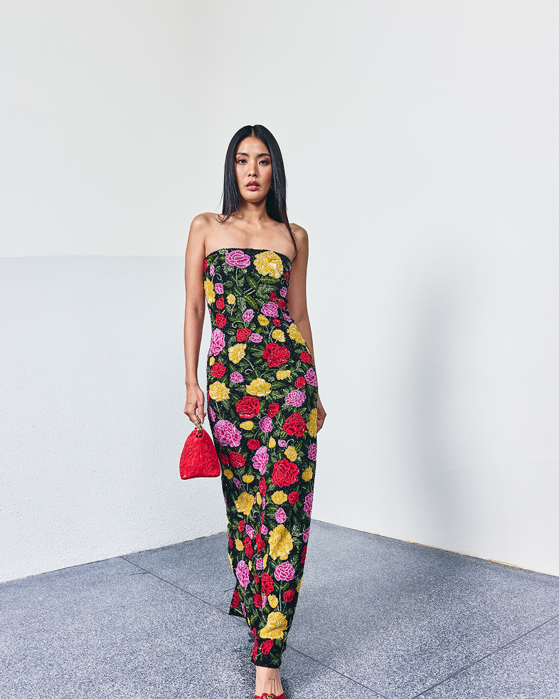 Maison Rose Column Dress