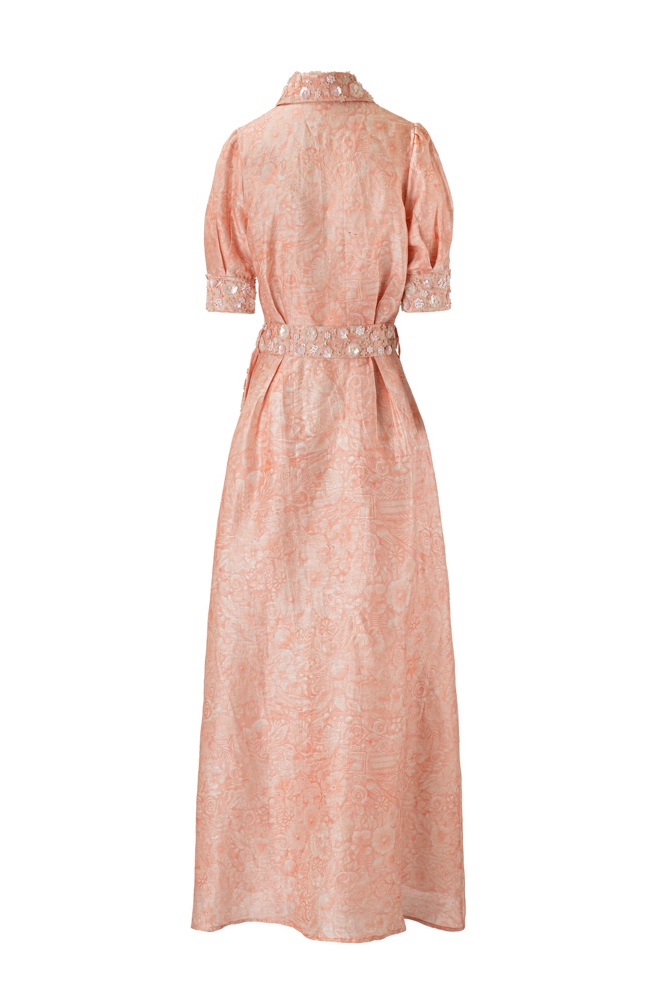 Elegant wedding guest look with luxury shirt dress, high-fashion design and hand-embroidery accents