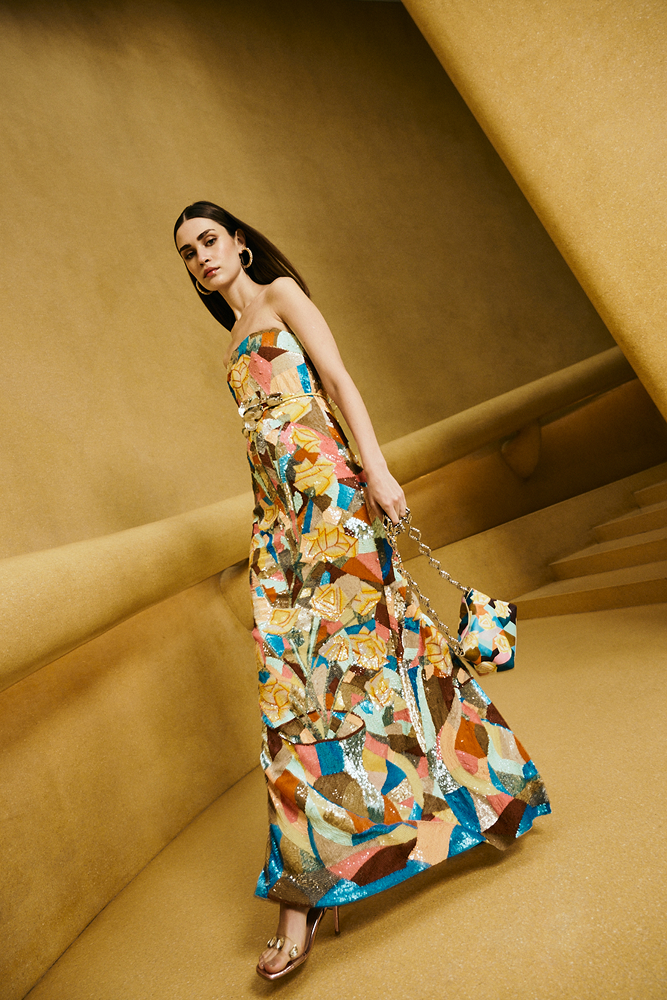 Summer soirée style beaded dress created for warm nights and stylish celebrations
