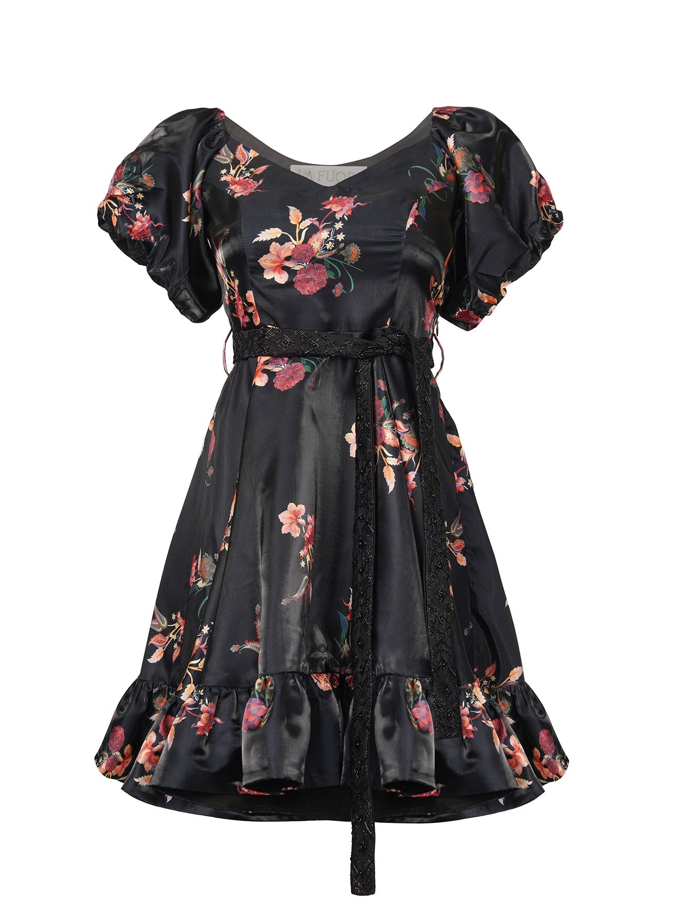 Noir Flora Silk Dress