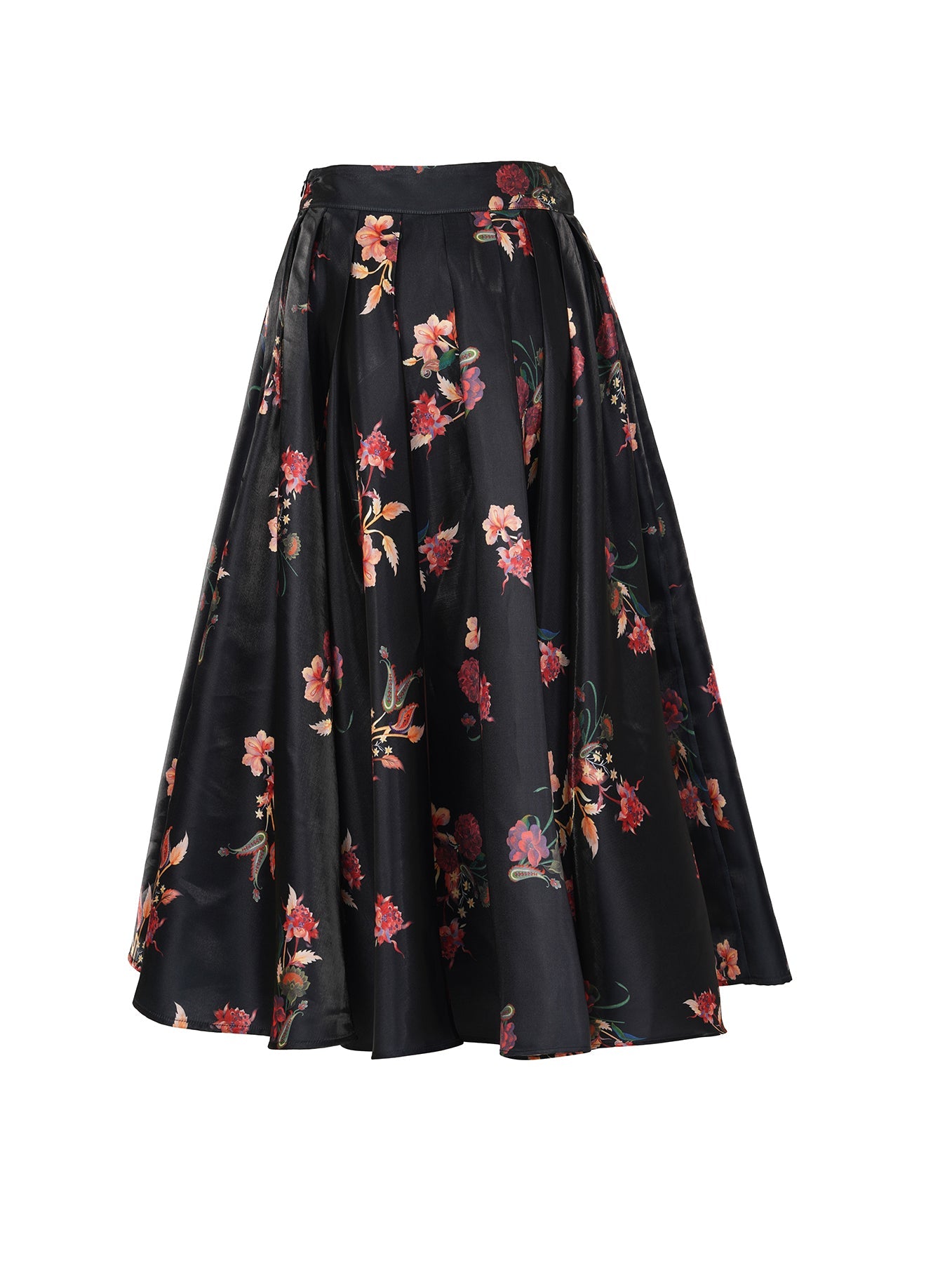 Noir Flora Silk Skirt