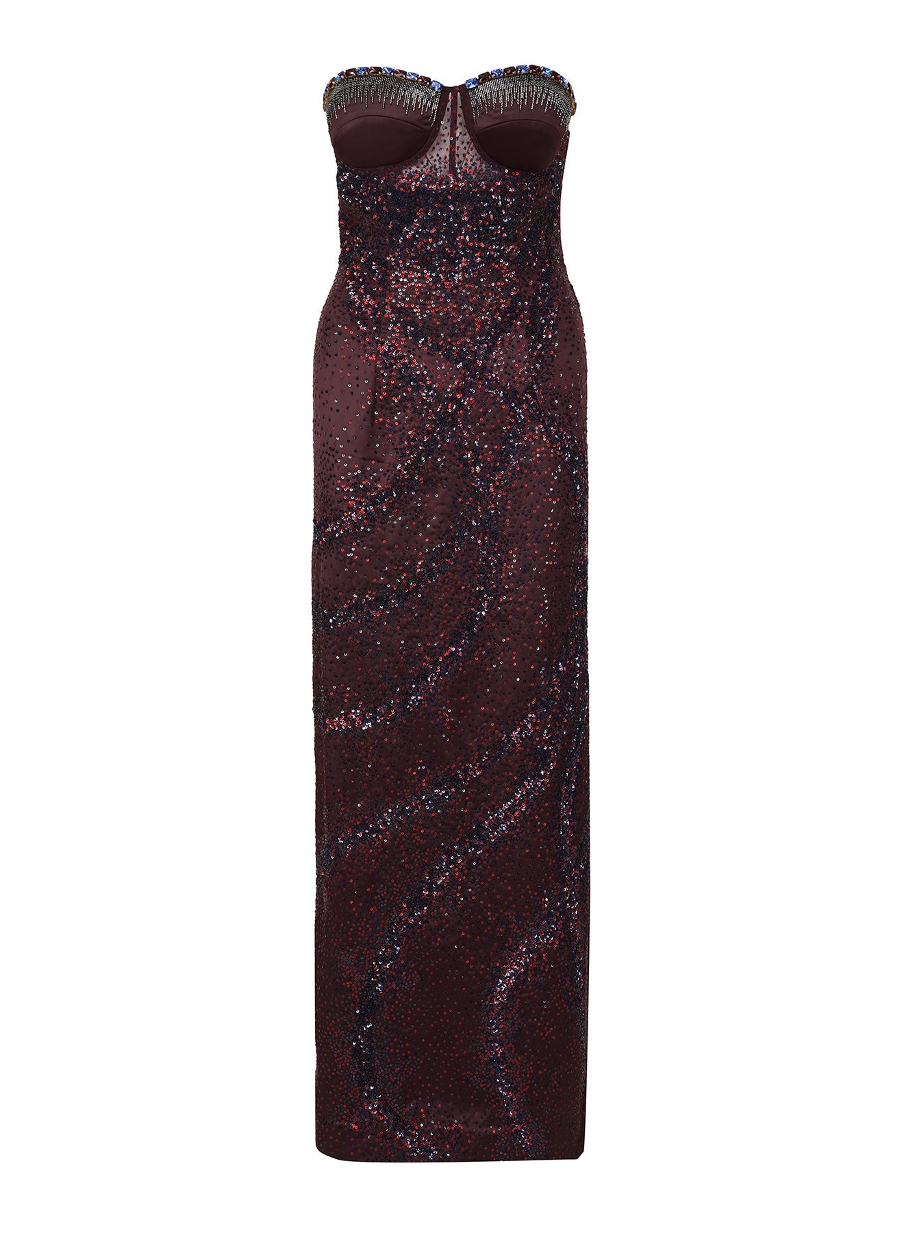 Pamea Sequin Embellished Strapless Gown