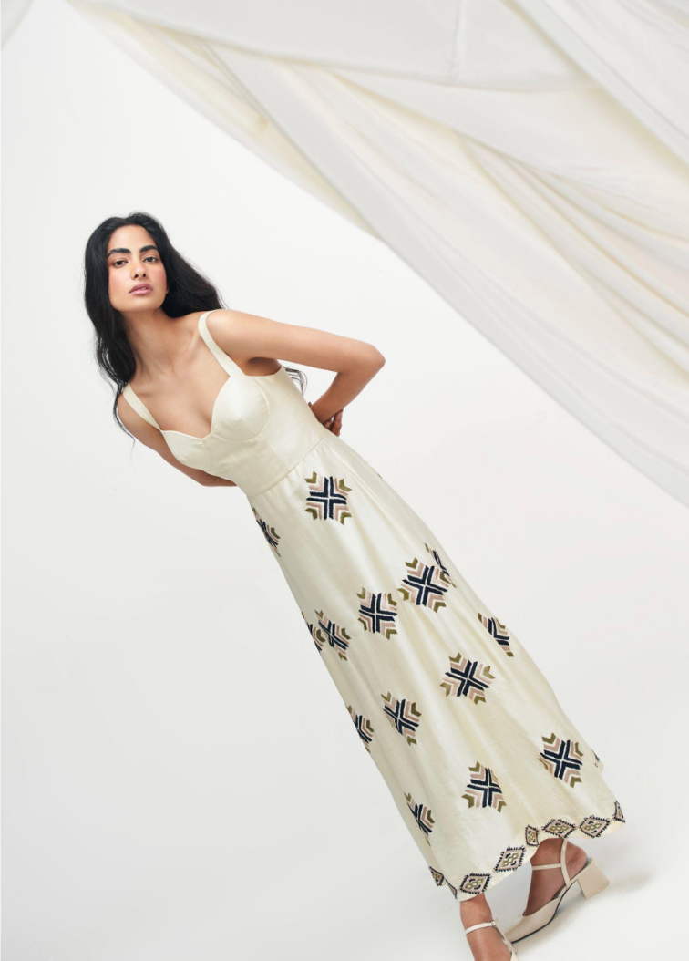 Clara Ivory Embroidered Dress