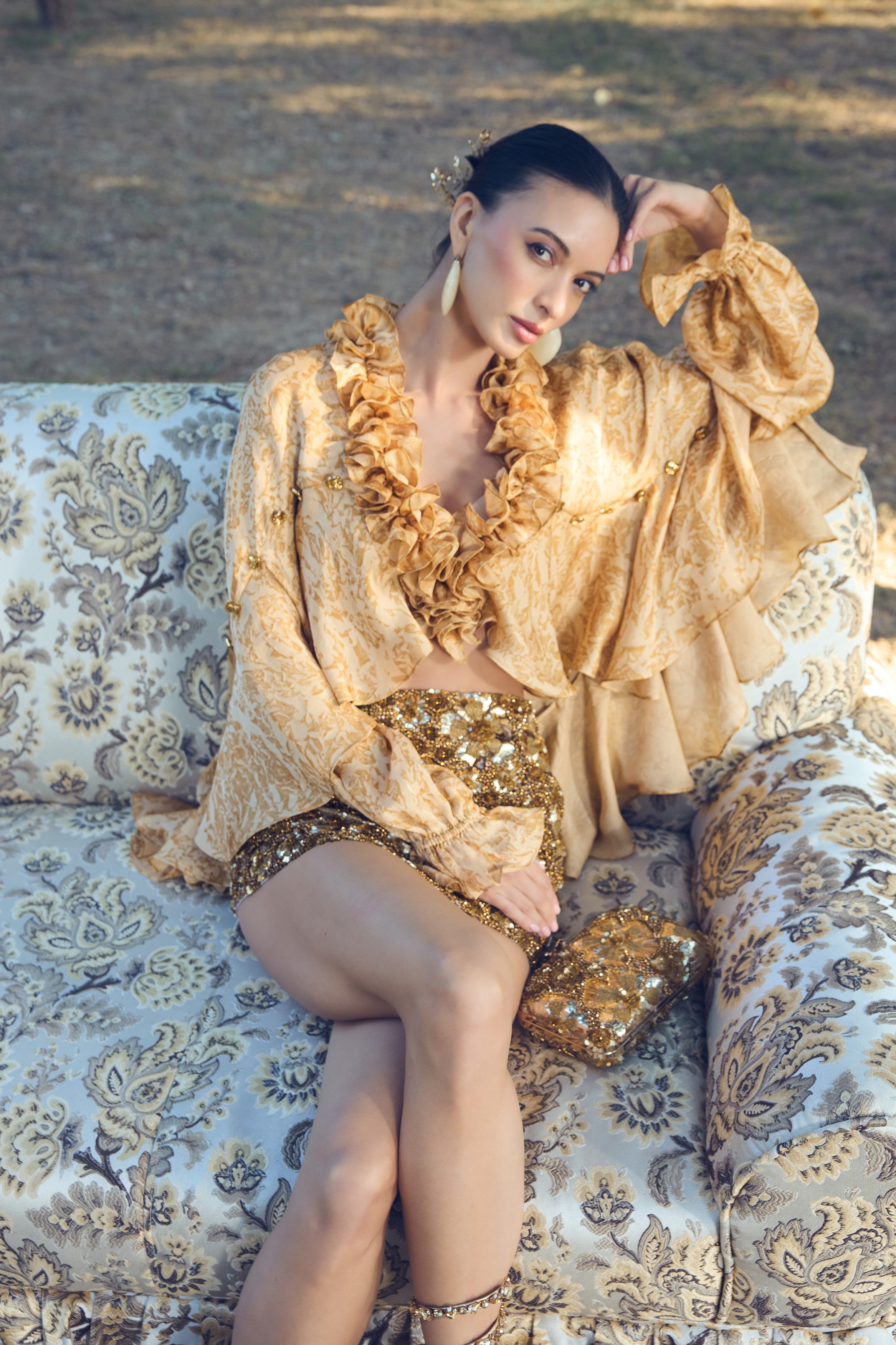 Gilded Honeycomb Mini Skirt