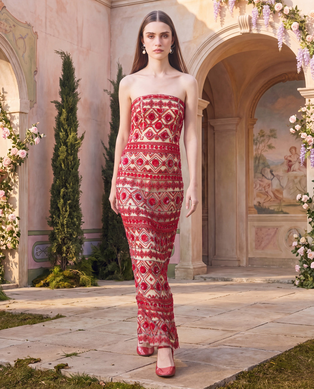 Ruby Embellished Column Dress