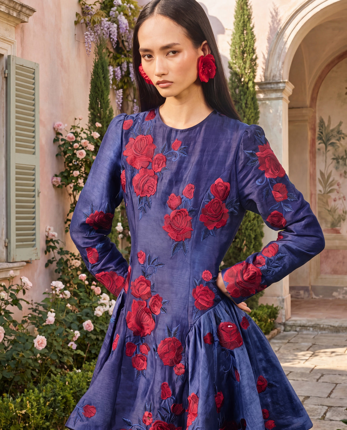 Rosé Embroidered Mini Dress