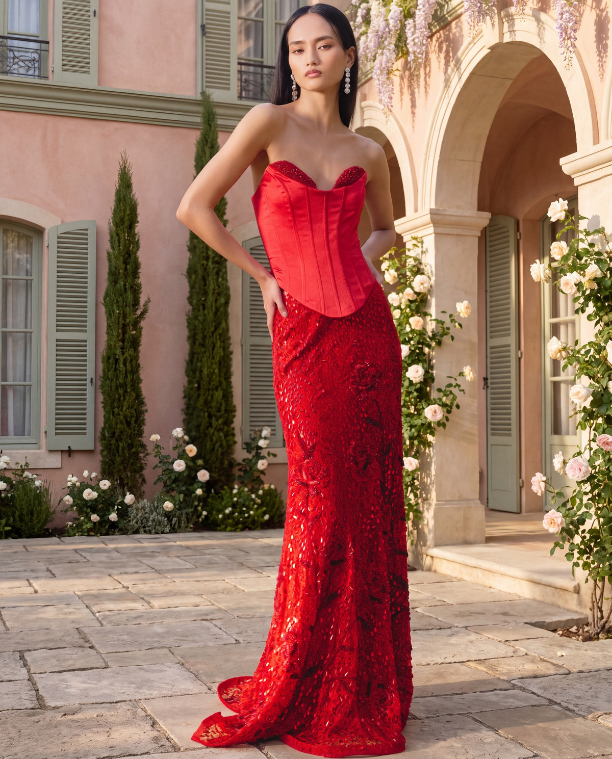 Poppy Red Embellished Skirt