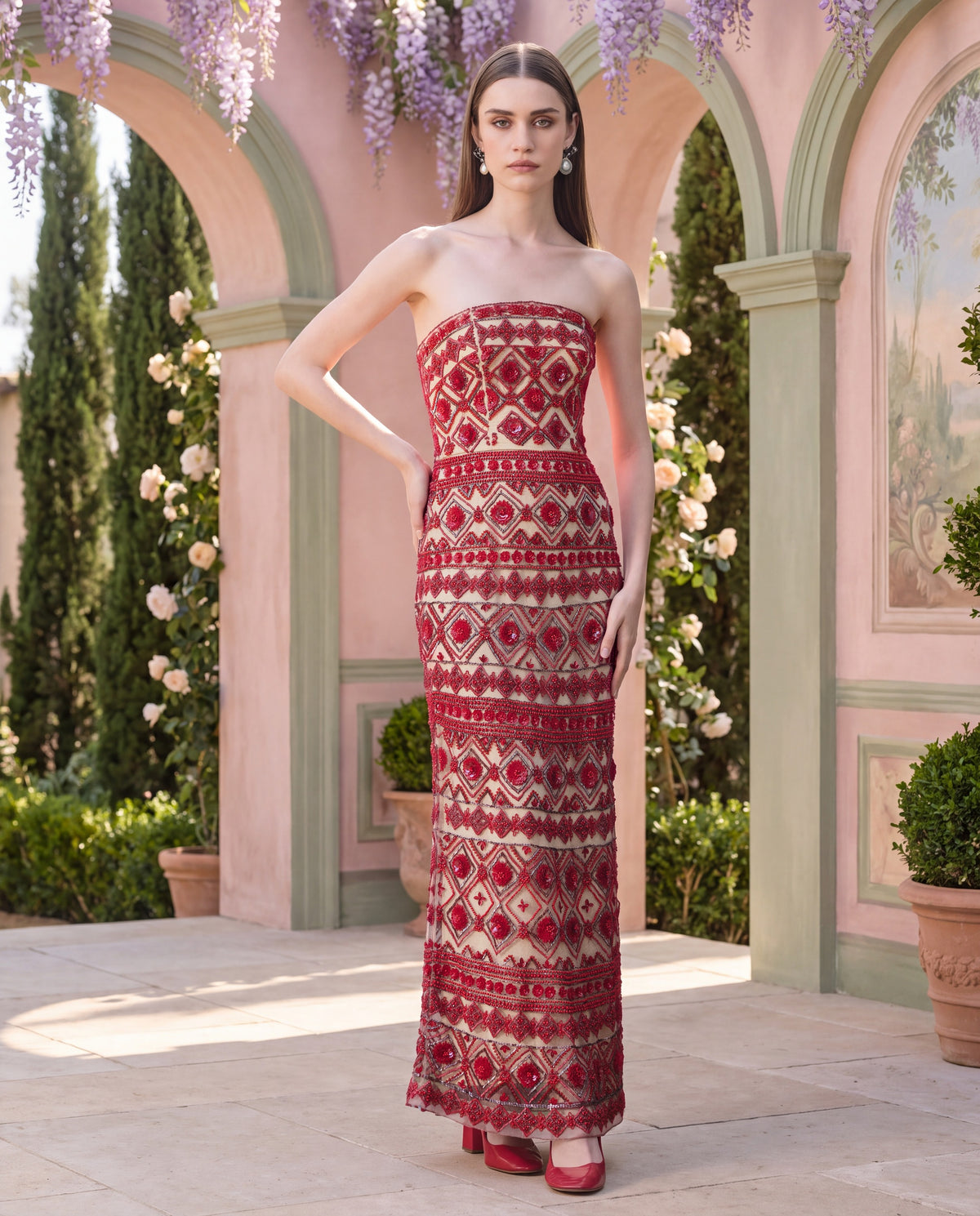 Ruby Embellished Column Dress