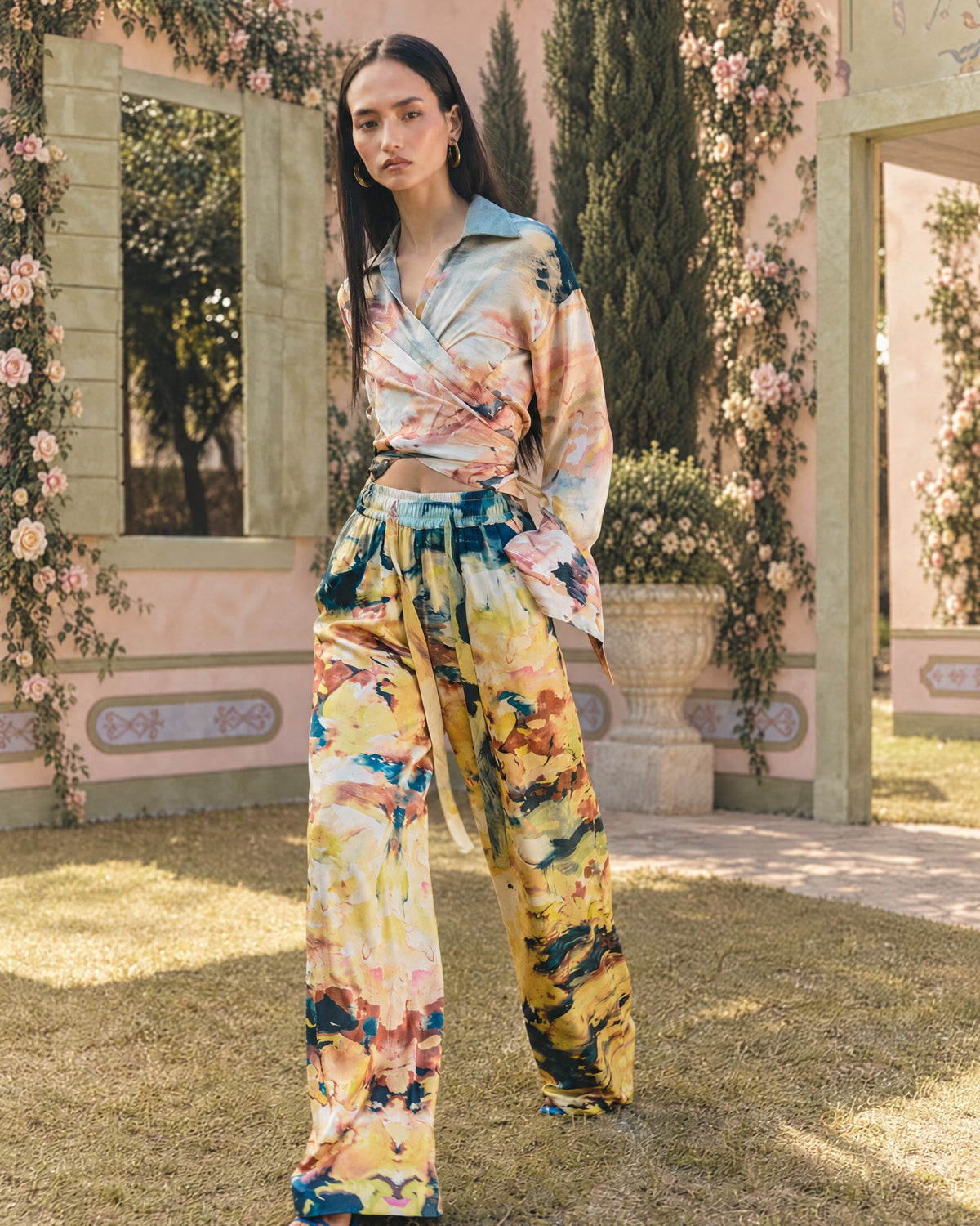 Peach Mist Silk Pants