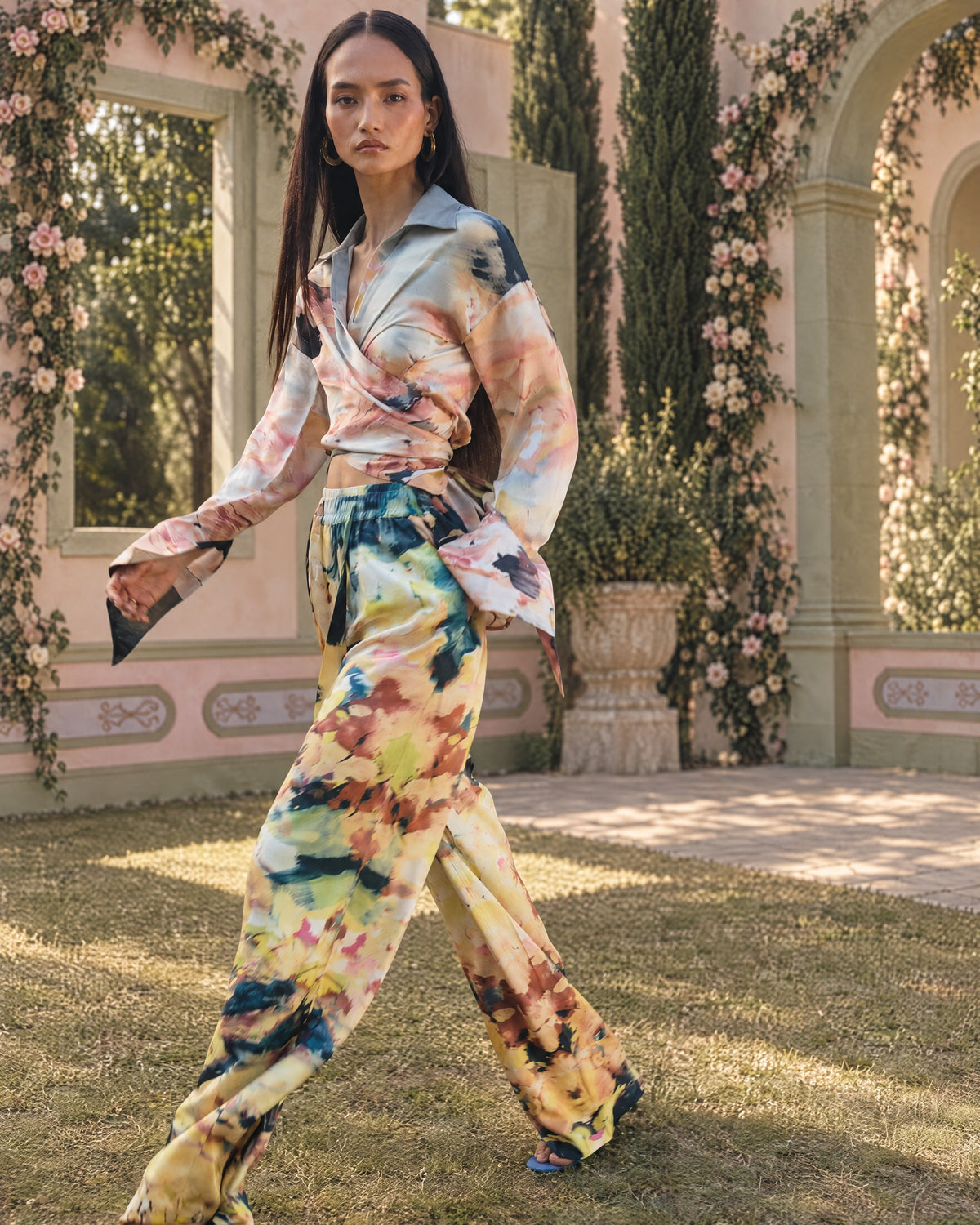 Peach Mist Silk Pants