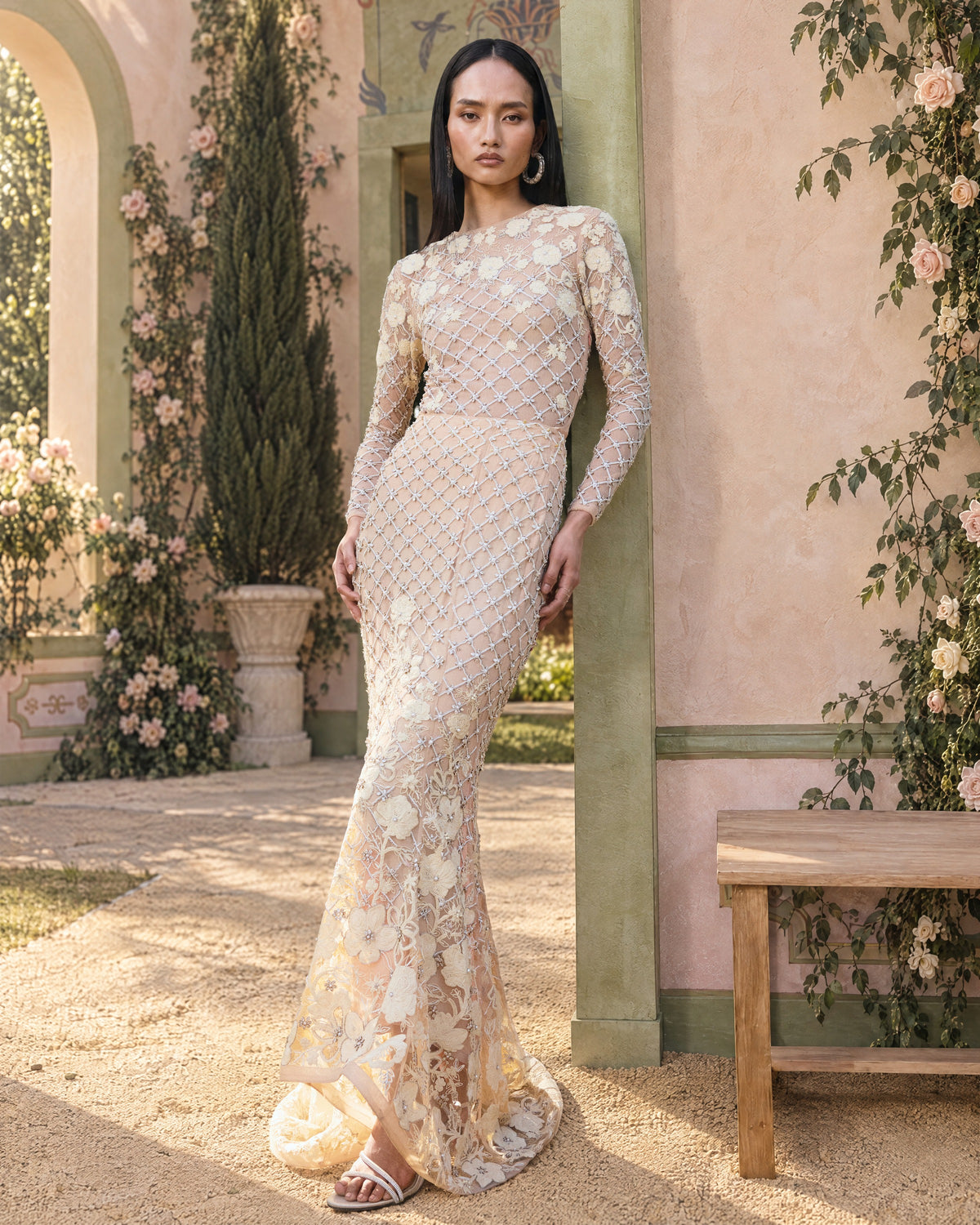Champagne Veil Embellished Skirt