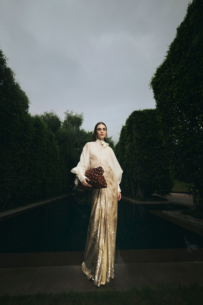 Luxury evening wear blouse styled as a refined formal occasion top for women
