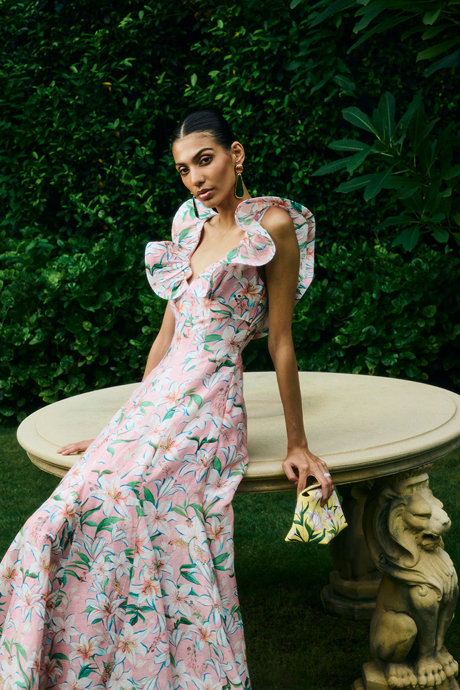 Bridal Shower Guest dress crafted in a structured A-Line silhouette
