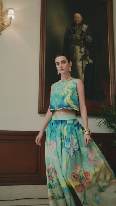 Turourise Dreamscare Skirt And Turquoise Dreamscape Top