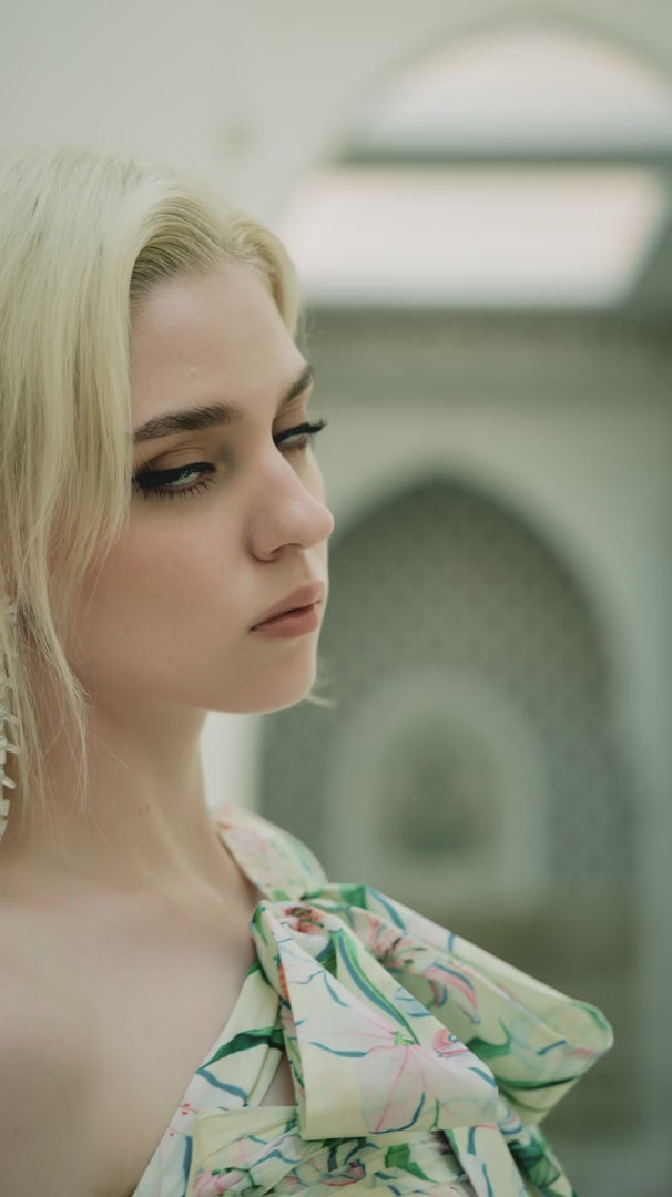 Yellow Lily Blossom Gown And Cape