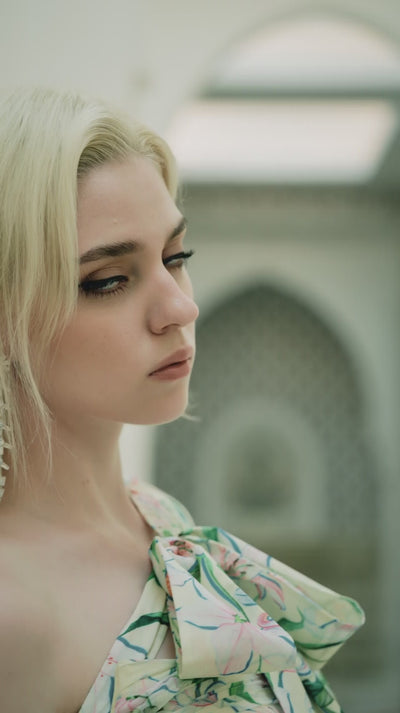 Yellow Lily Blossom Gown And Cape