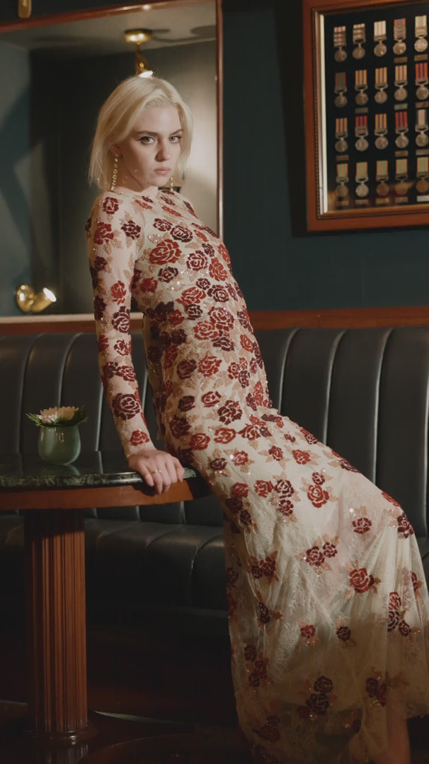 Regal Rose Garden Embroidered Dress