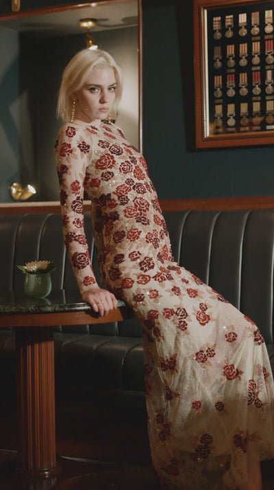 Regal Rose Garden Embroidered Dress