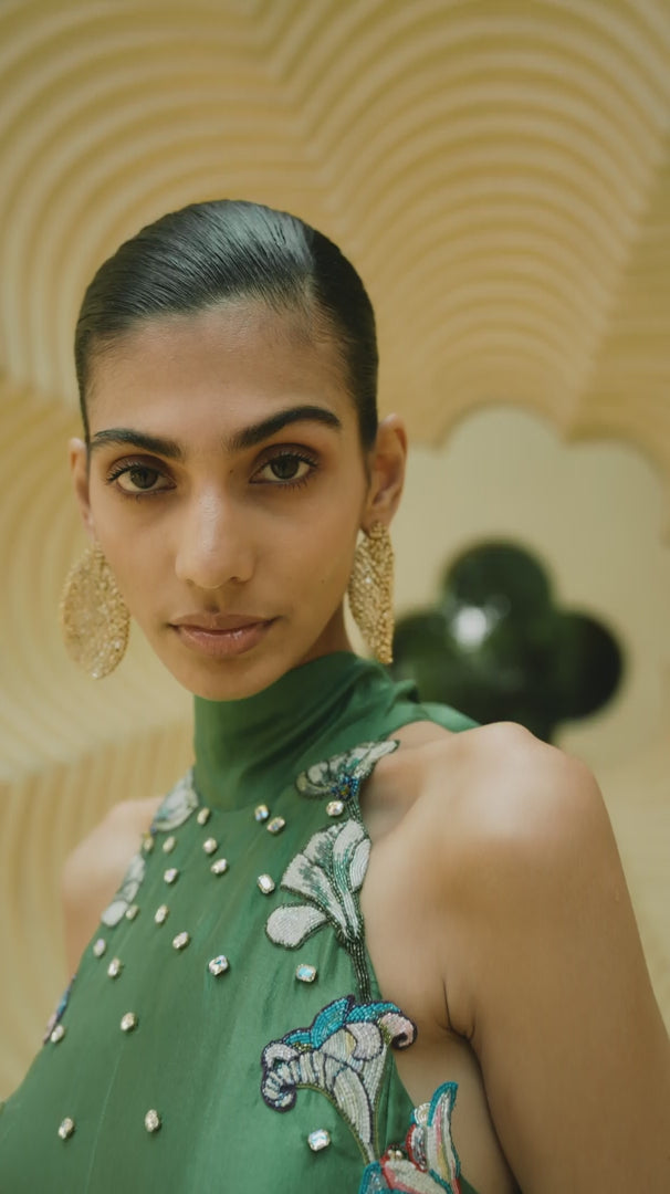 Lush Emerald Embroidered Dress