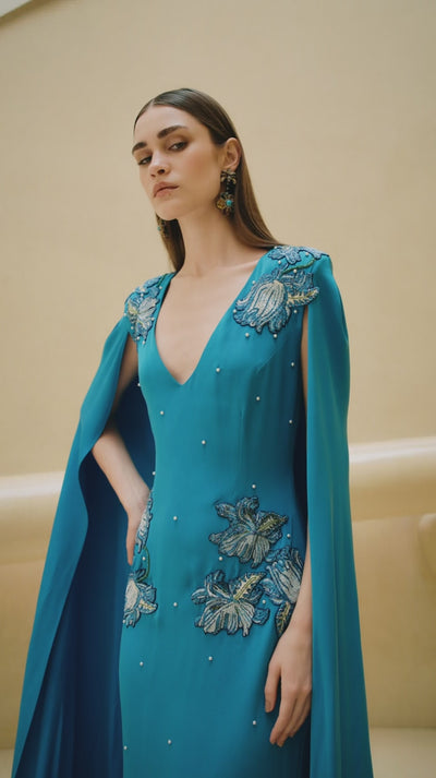Elara Azure Embroidered