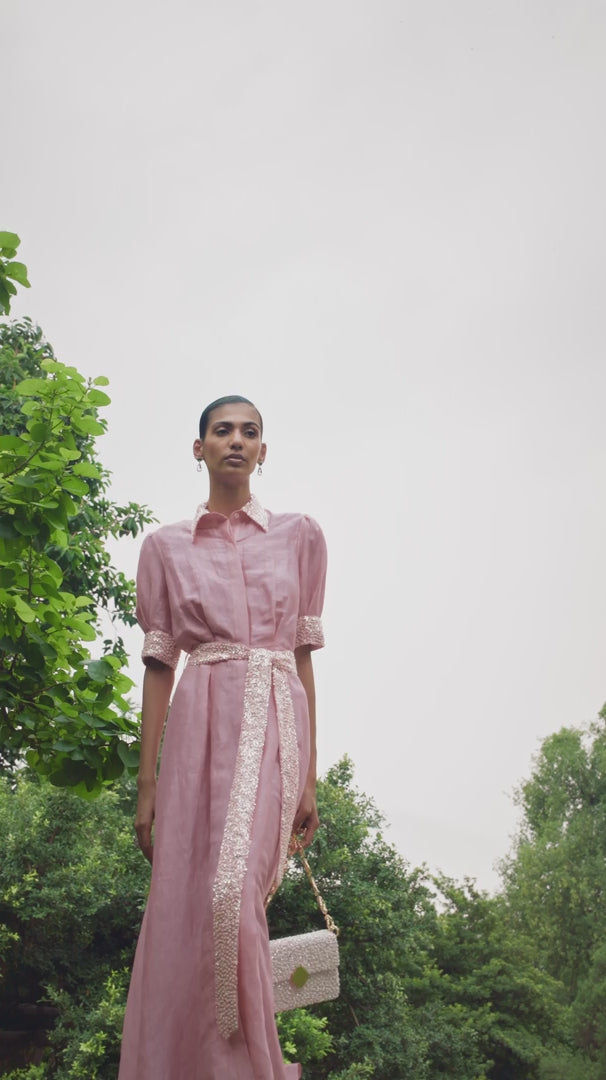 Lily Pink Embroidered Shirt Dress

